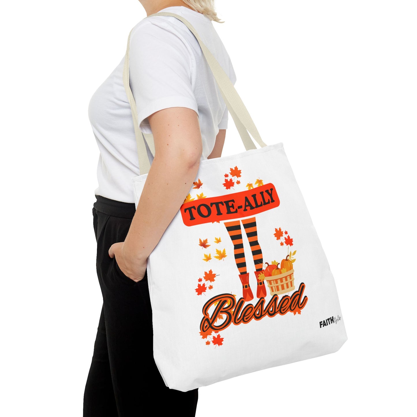 FaithStyles Blessed Holiday Tote Bag, Autumn Tote, Fall Accessories, Gift for Her, Seasonal Shopping Bag, Cute Grocery Bag