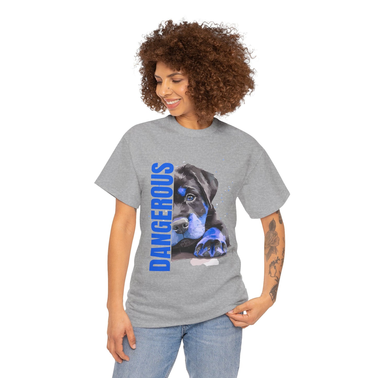 "'DANGEROUS" Cool Dog Lover Tee - Unisex Heavy Cotton T-Shirt