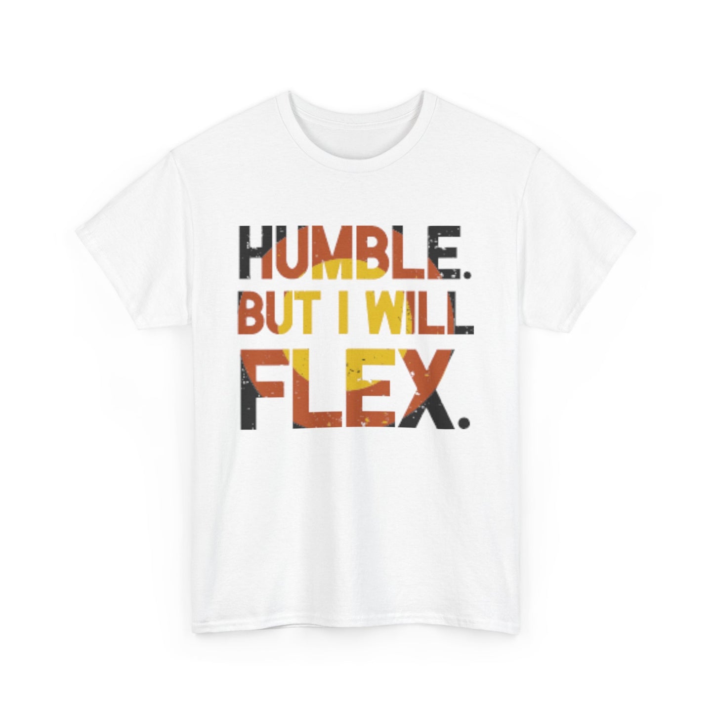 Male Heavy Cotton Tee - 'Humble. But I Will Flex.' Motivational Shirt, Gift for Fitness Lovers, Casual Top, Birthday Gift, Gym Wear