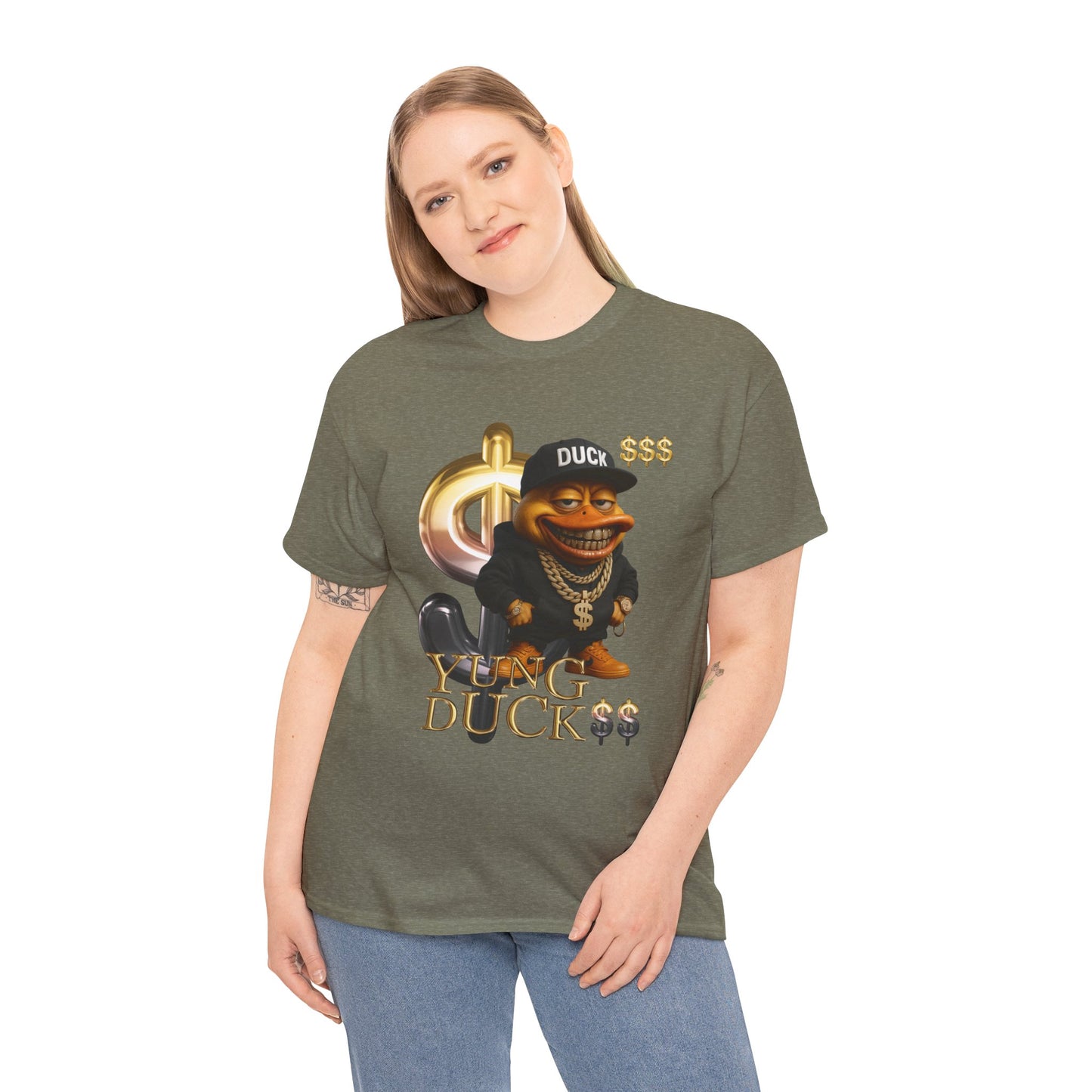 Yung Duck$$ Unisex Heavy Cotton Tee - Fun Streetwear T-Shirt for Casual Outfits