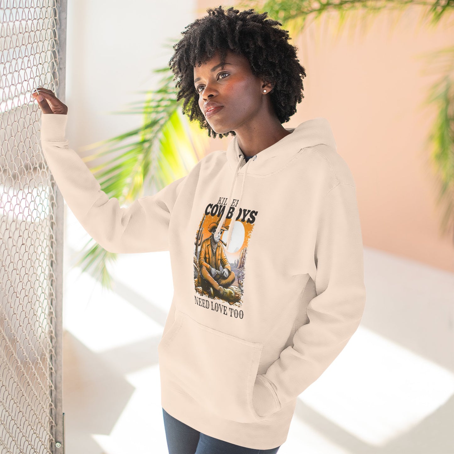 Three-Panel Fleece Hoodie-Front & Back Images