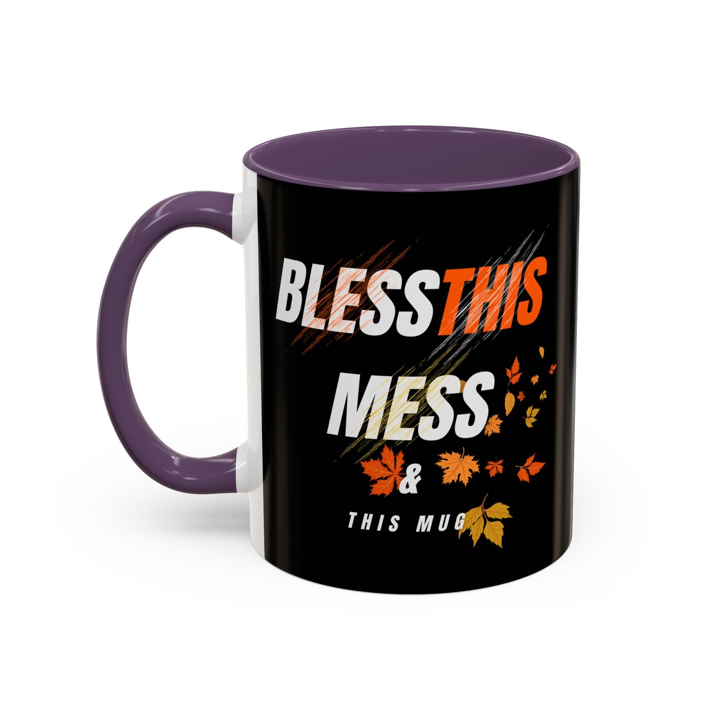 Bless This Mess Coffee Mug, Autumn Mug, Funny Mug Gift, Black Ceramic Mug, Fall Coffee Cup
