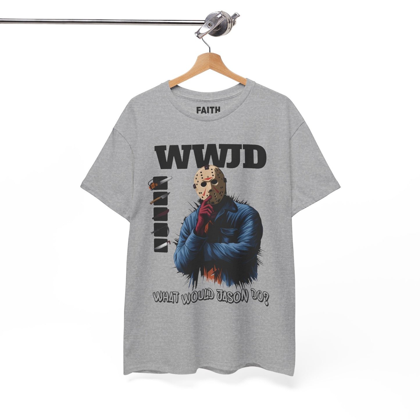 WWJD Unisex Heavy Cotton Tee, Graphic T-Shirt, Casual Wear, Gift for Him, Trendy Apparel, Statement Tee