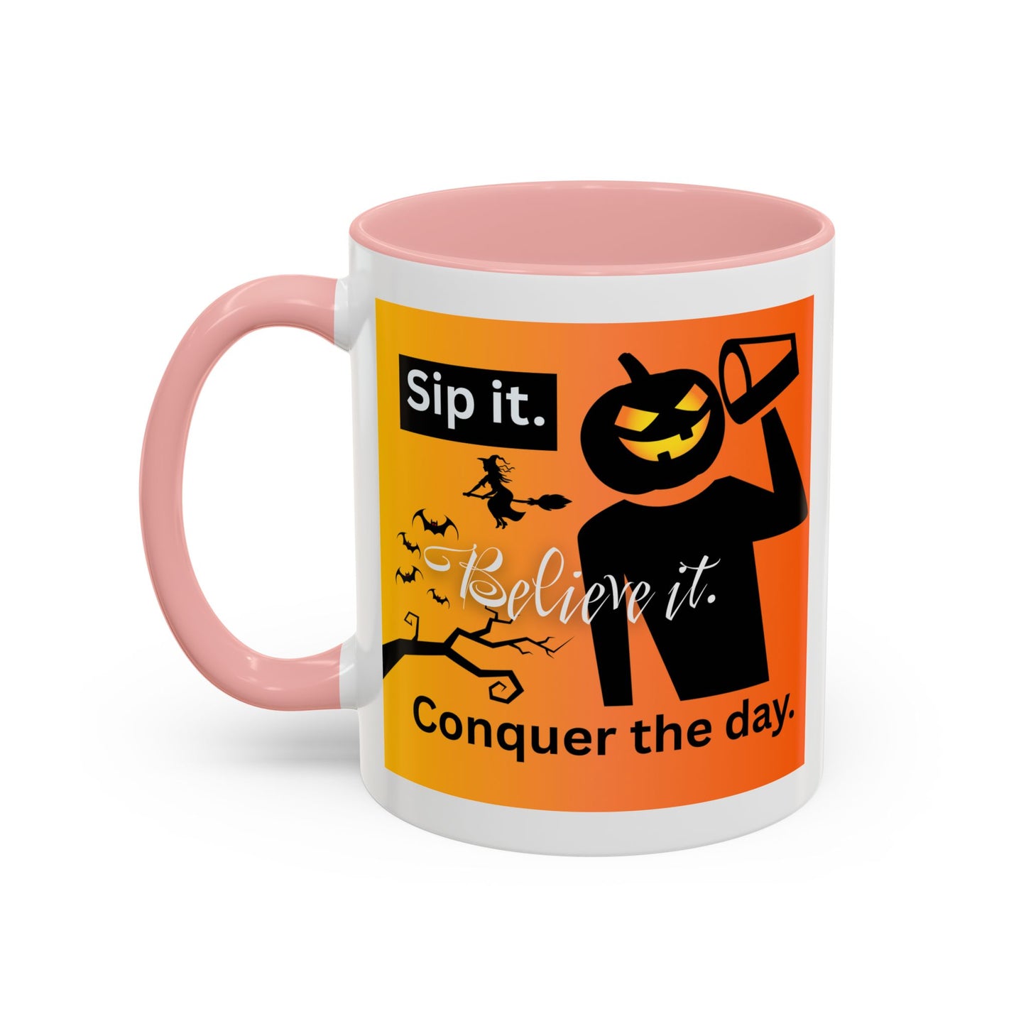 Halloween-Themed Coffee Mug, Sip It Believe It Conquer the Day, Fall Decor, Gift for Pumpkin Lovers, Autumn Kitchenware