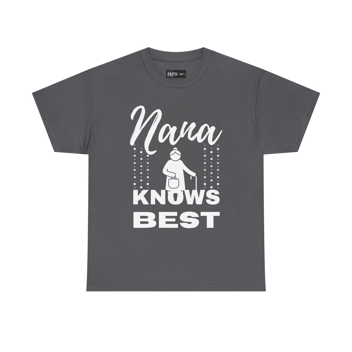 Unisex Heavy Cotton Tee - Nana Knows Best, Gift for Grandma, Family Reunion, Mother's Day, Casual Everyday Wear