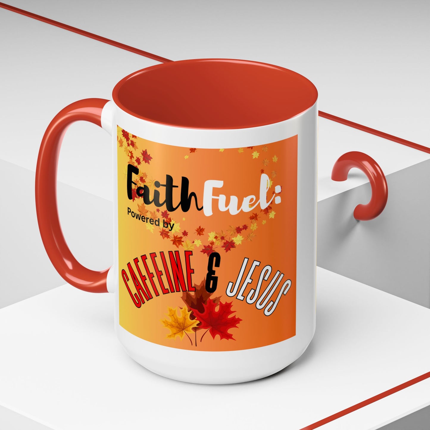 FaithFuel Caffeine & Jesus Mug - Fall Coffee Cup, Inspirational Gift, Autumn Decor, Home Office Supplies, Religious Mug