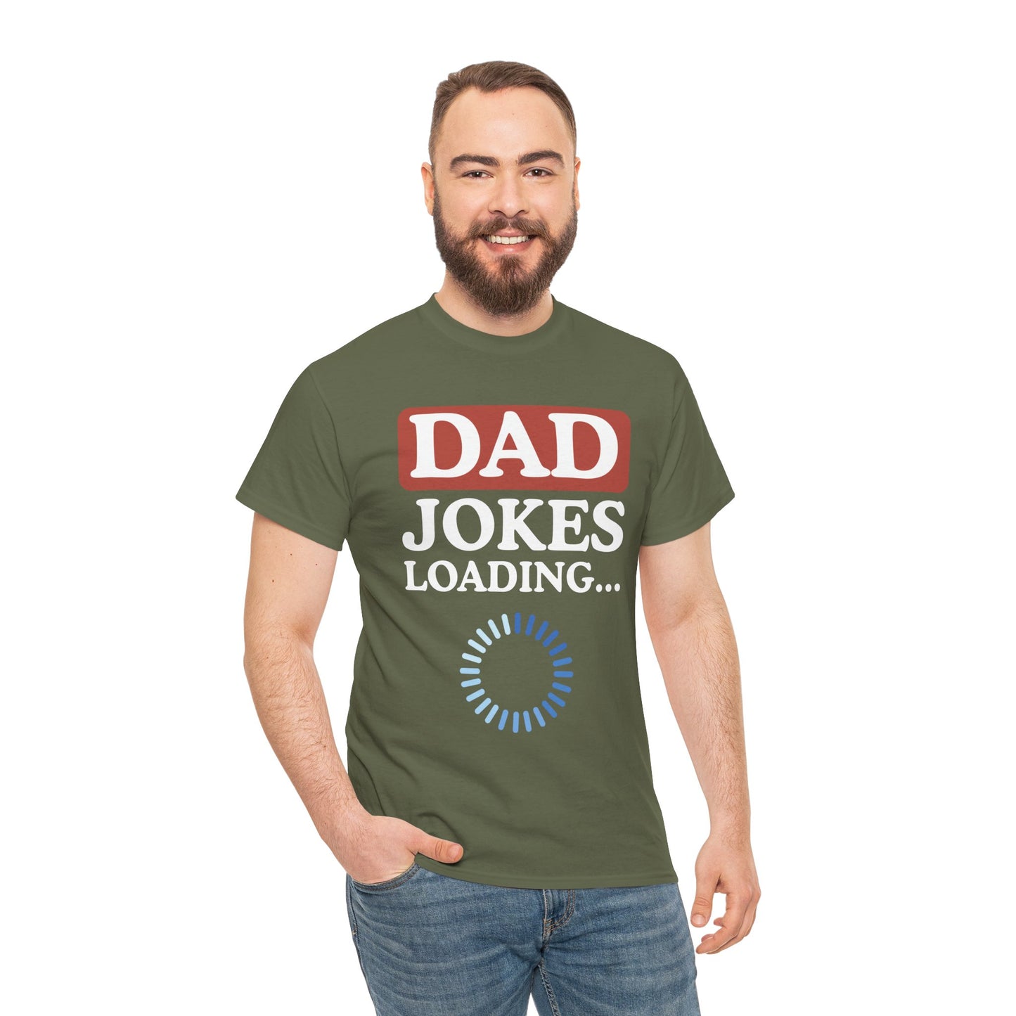 Dad Jokes Loading Unisex Heavy Cotton Tee, Funny Father's Day Gift, Humor T-Shirt, Dad Shirt, Gag Gift for Dads, Casual Everyday Wear
