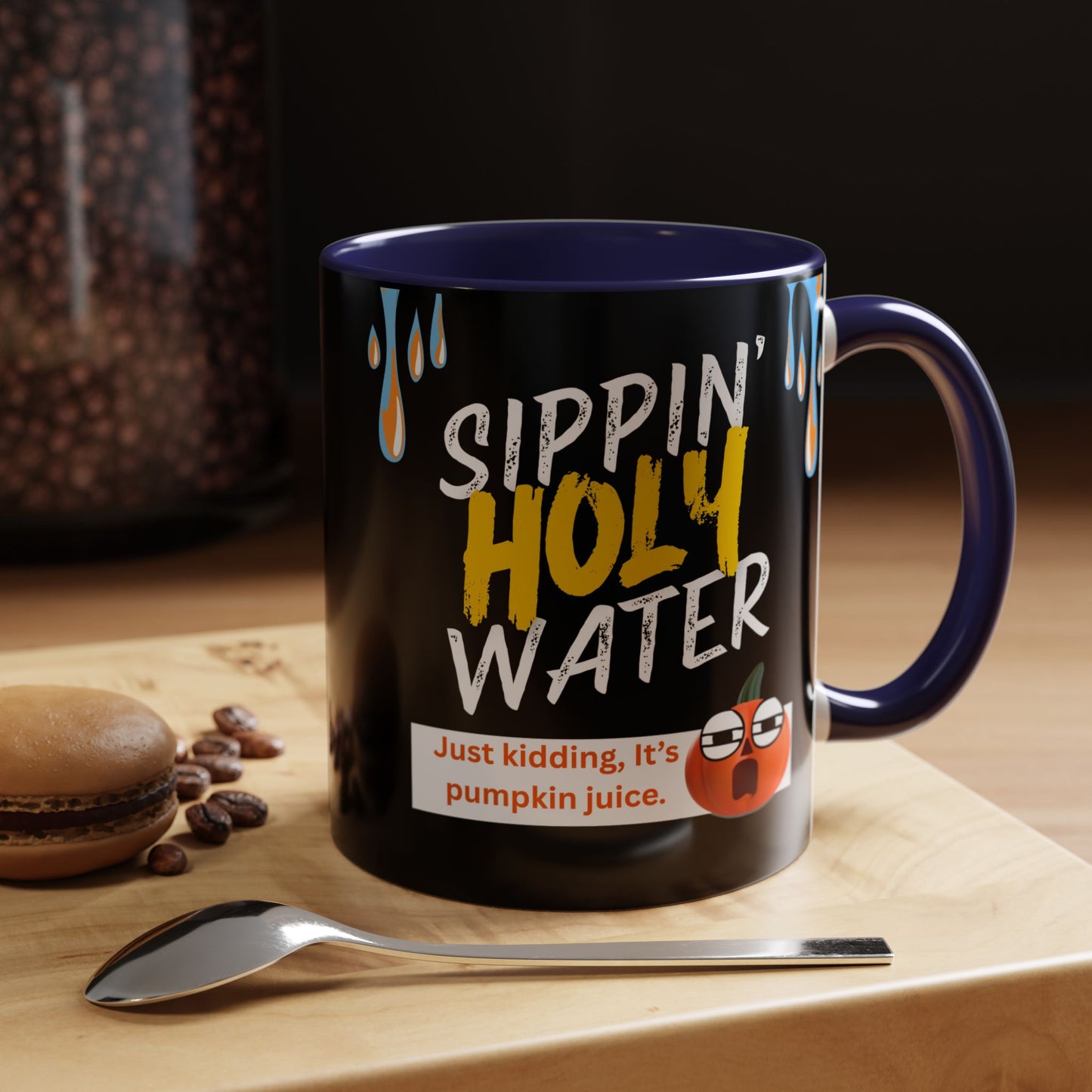 Sippin' Holy Water Coffee Mug, Funny Pumpkin Juice Mug, Halloween Coffee Cup, Unique Gift for Fall, Cute Office Mug, Quirky Kitchenware