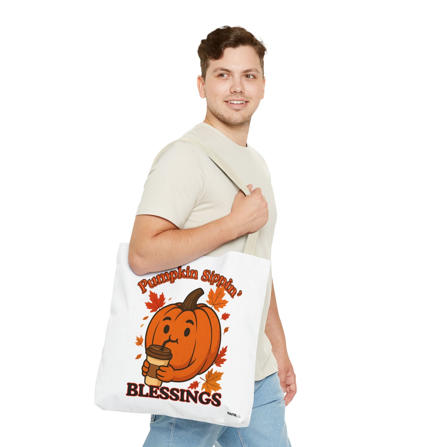 FaithStyles Autumn Pumpkin Blessings Tote Bag | Fall Bag, Cute Tote, Gift for Her, Thanksgiving, Coffee Lovers, Halloween Decor