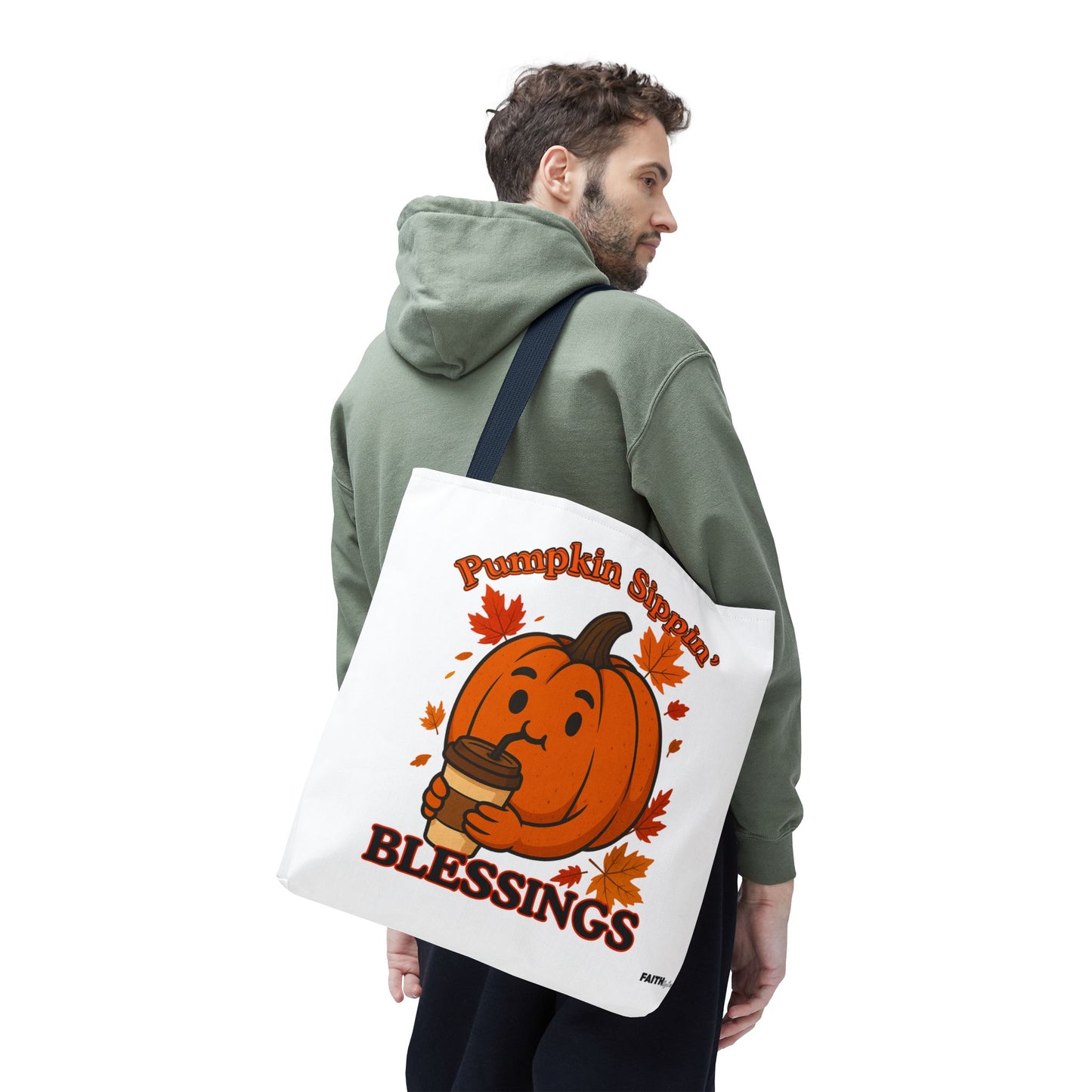 FaithStyles Autumn Pumpkin Blessings Tote Bag | Fall Bag, Cute Tote, Gift for Her, Thanksgiving, Coffee Lovers, Halloween Decor