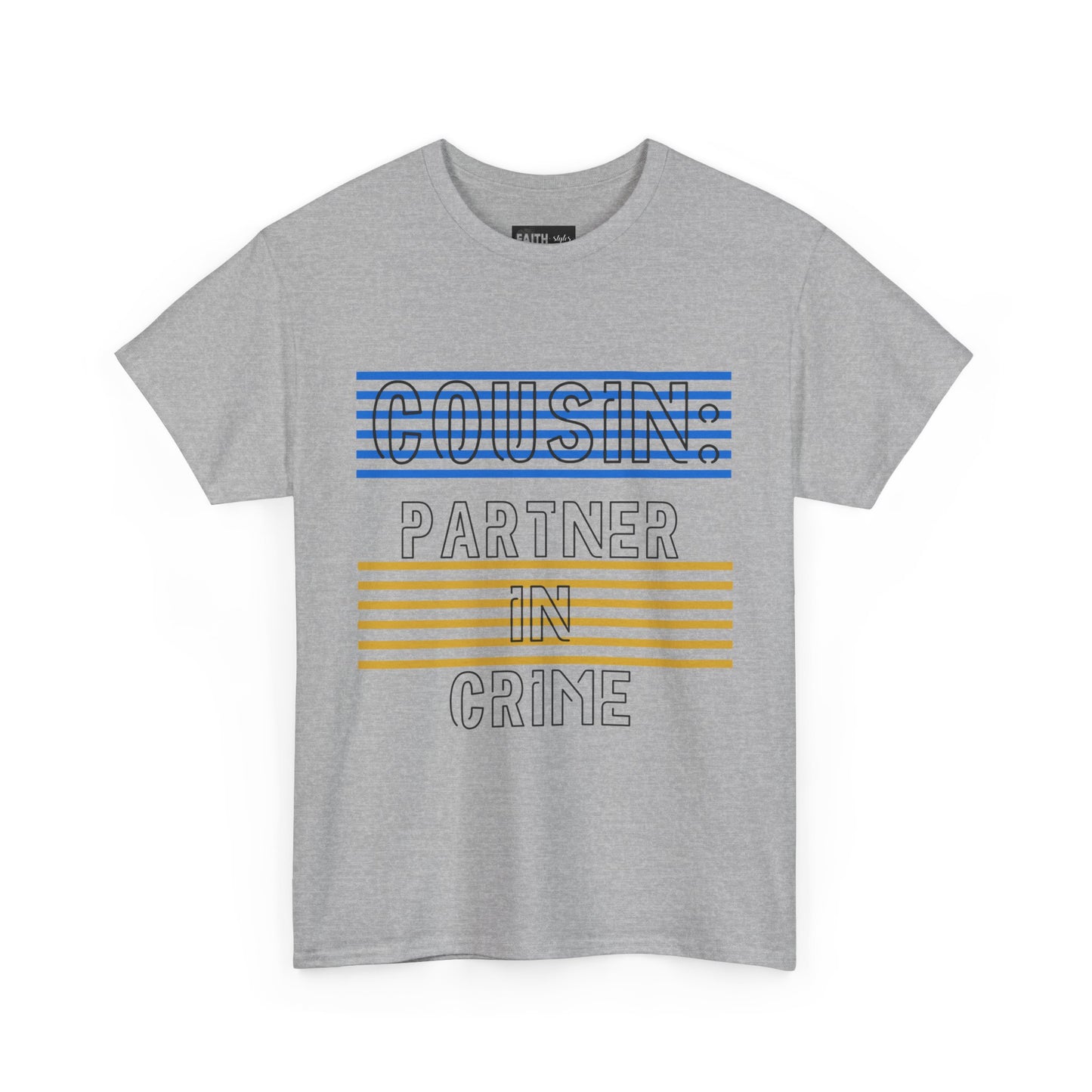 Cousins Partner in Crime Tee | Unisex Heavy Cotton T-Shirt for Family Gatherings, Cousin's Day, Gift for Cousins, Comfortable Casual Wear
