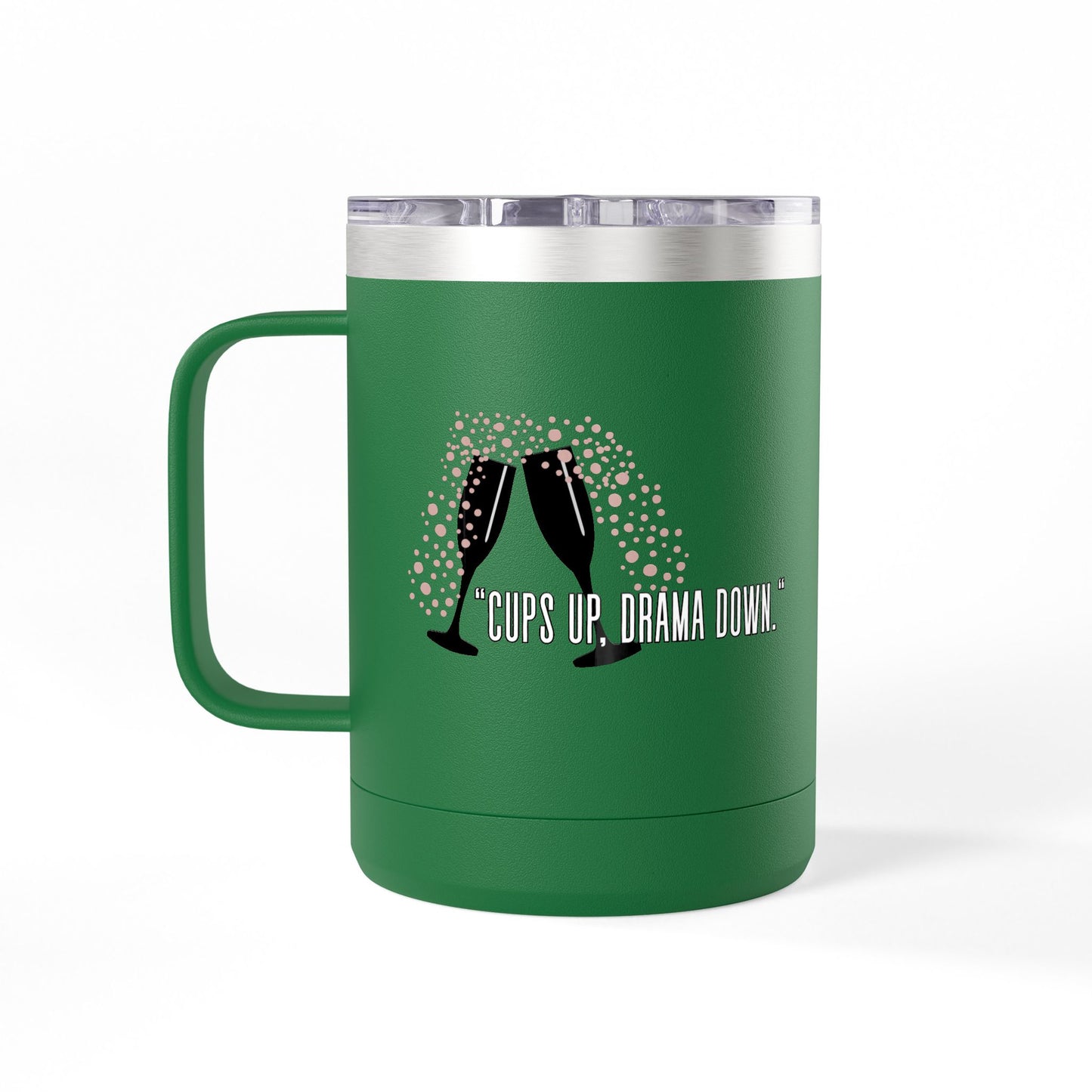 Celebratory Coffee Mug Tumbler, Cheers Gift for Friends, 15oz Drinkware for Parties, Birthdays, Wedding, Fun Gatherings