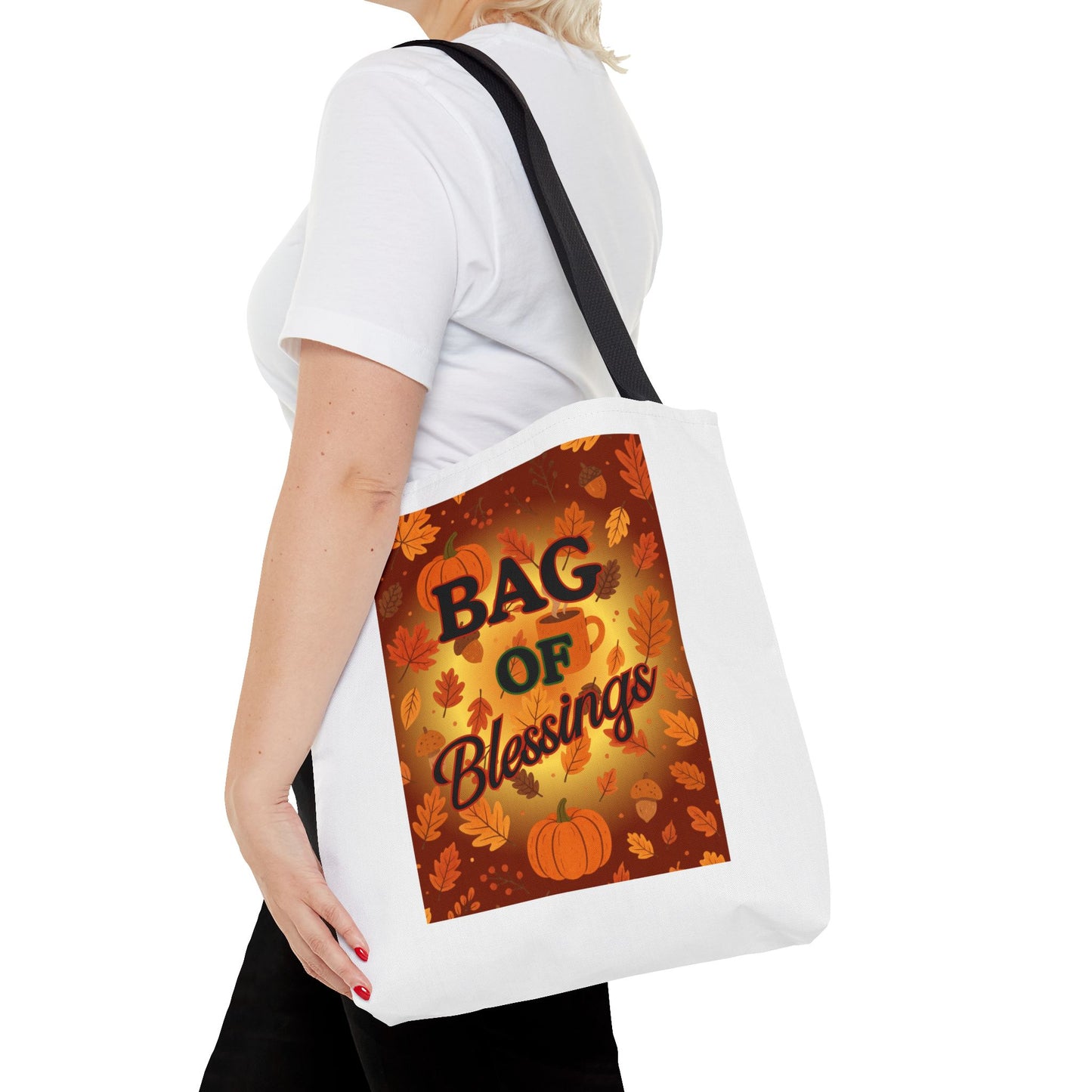 Autumn Blessings Tote Bag, Fall Tote for Shopping, Thanksgiving Gift Bag, Seasonal Carrier, Eco-Friendly Reusable Tote