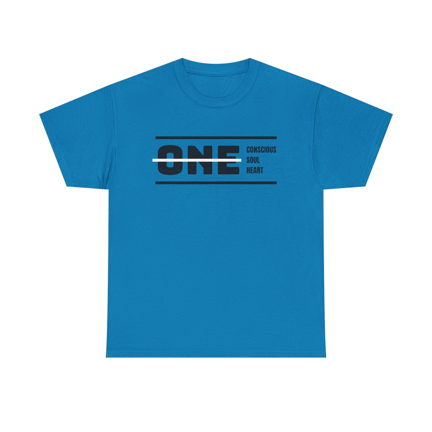Male's Heavy Cotton Tee - 'ONE' Conscious Soul Heart | Casual Apparel, Gift for Mindfulness, Inspirational Wear, Summer Tee, Everyday Style