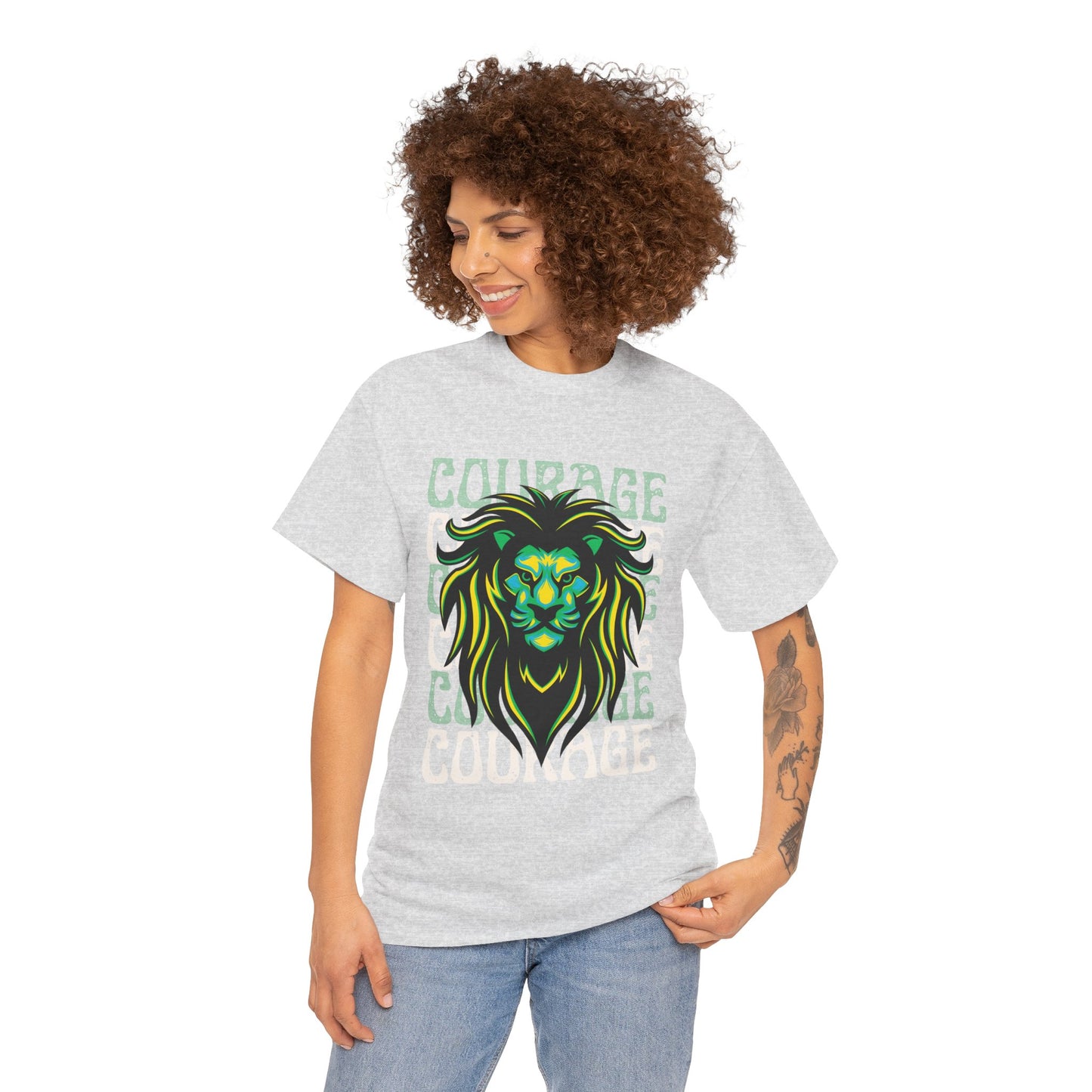 Courageous Lion Tee, Motivational Shirt, Unisex Cotton T-Shirt, Gift for Strength, Inspirational Apparel, Courage Theme