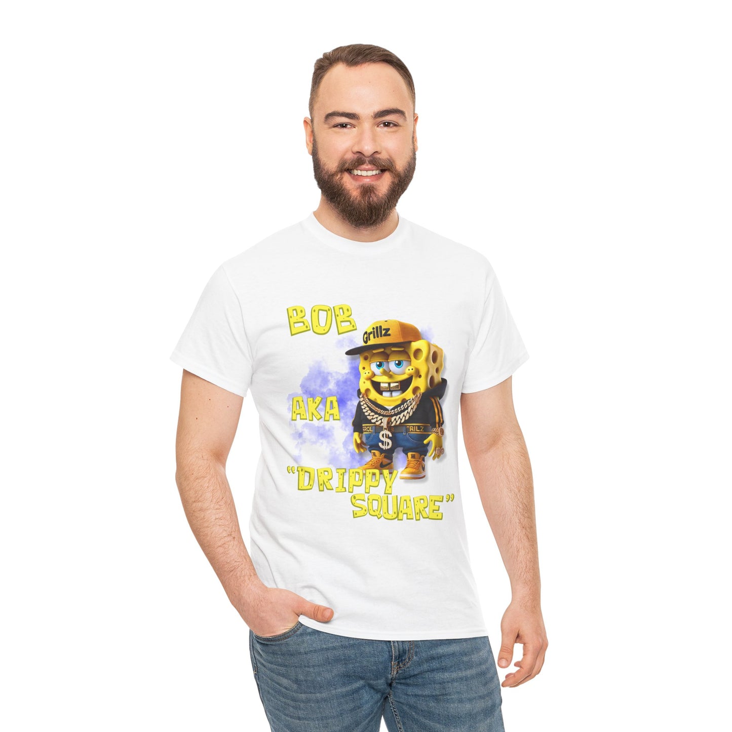 "DRIPPY SQUARE" Funny Unisex Heavy Cotton Tee - Graphic T-Shirt