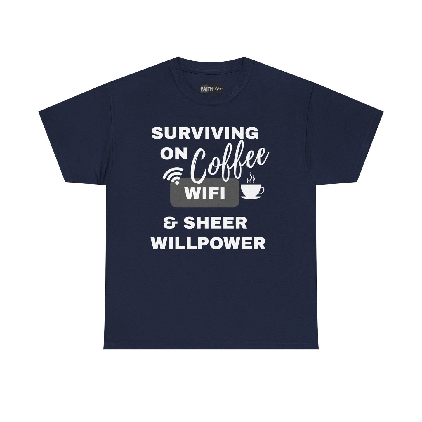 Surviving on Coffee Tee - Unisex Heavy Cotton Shirt, Funny Gift for Coffee Lovers, Perfect for Everyday Wear, Birthday & Holidays