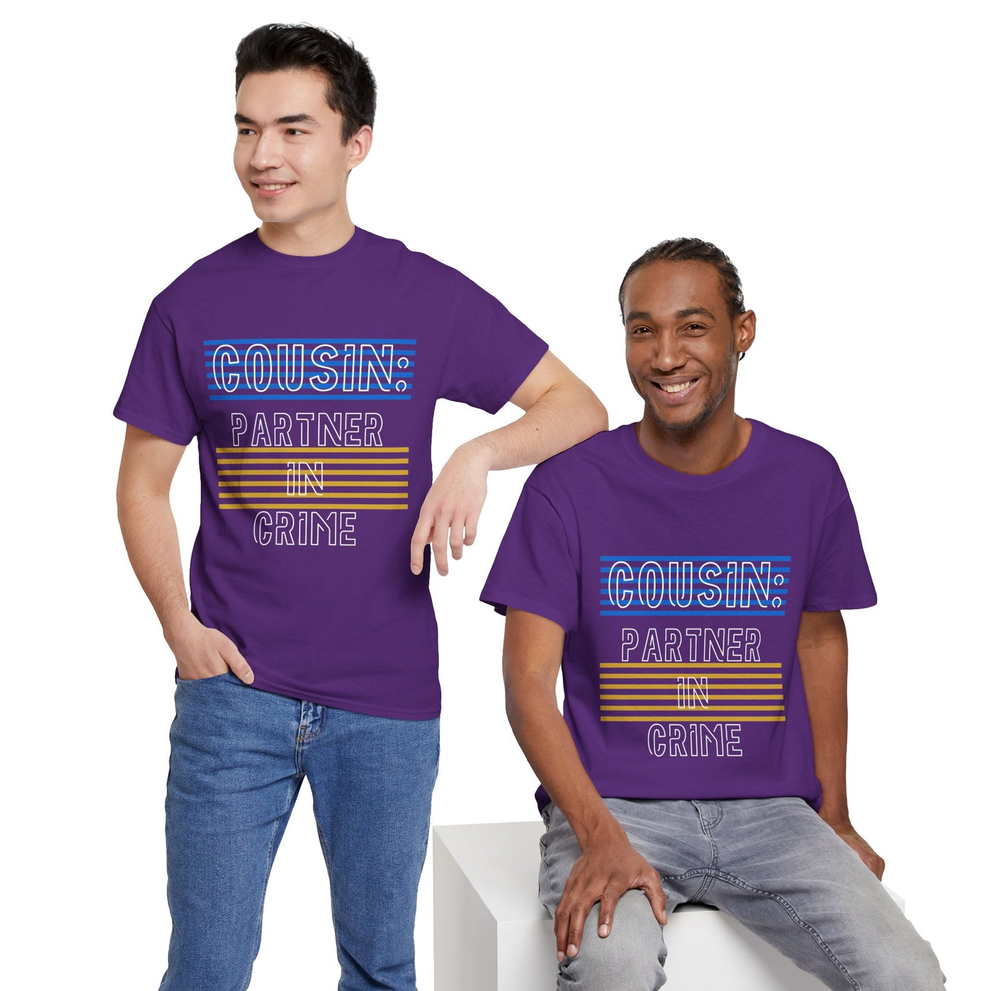 Cousins Partner in Crime Tee | Unisex Heavy Cotton T-Shirt for Family Gatherings, Cousin's Day, Gift for Cousins, Comfortable Casual Wear