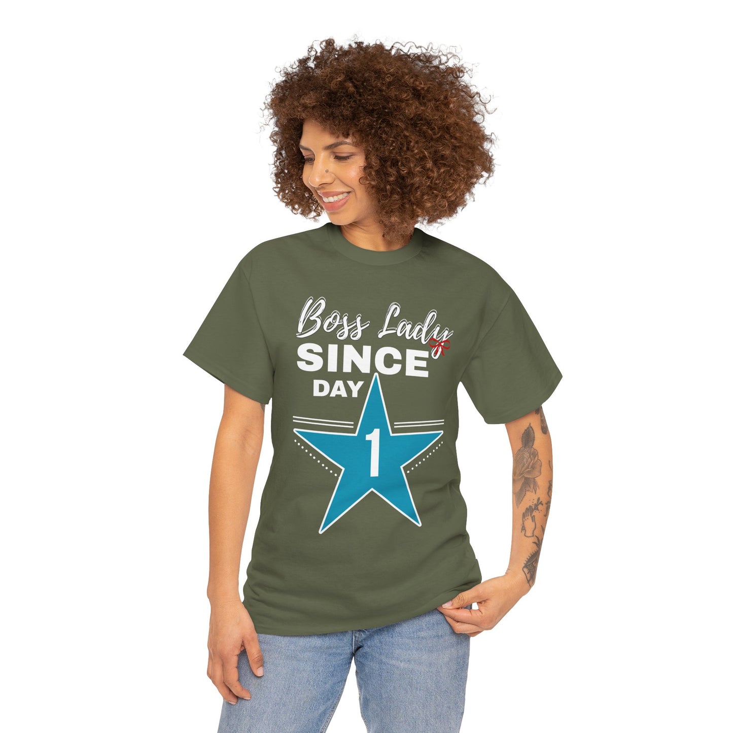 Boss Lady Since Day 1 Tee - Unisex Heavy Cotton Shirt, Perfect for Bosses, Gifts, Celebrations, Fun Occasions, Casual Wear