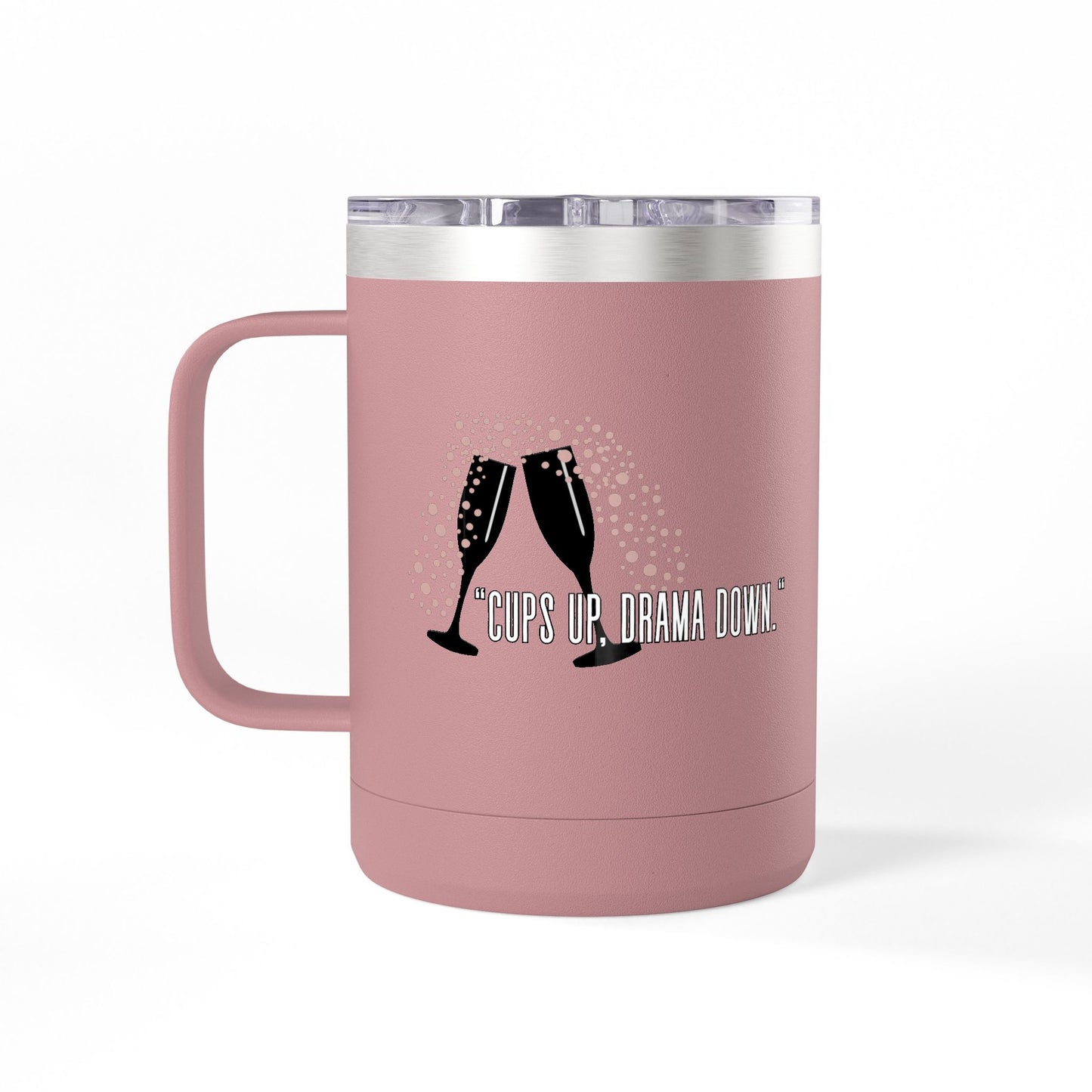 Celebratory Coffee Mug Tumbler, Cheers Gift for Friends, 15oz Drinkware for Parties, Birthdays, Wedding, Fun Gatherings