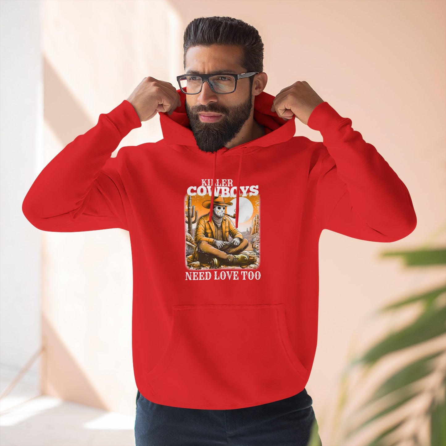 Three-Panel Fleece Hoodie-Front & Back Images