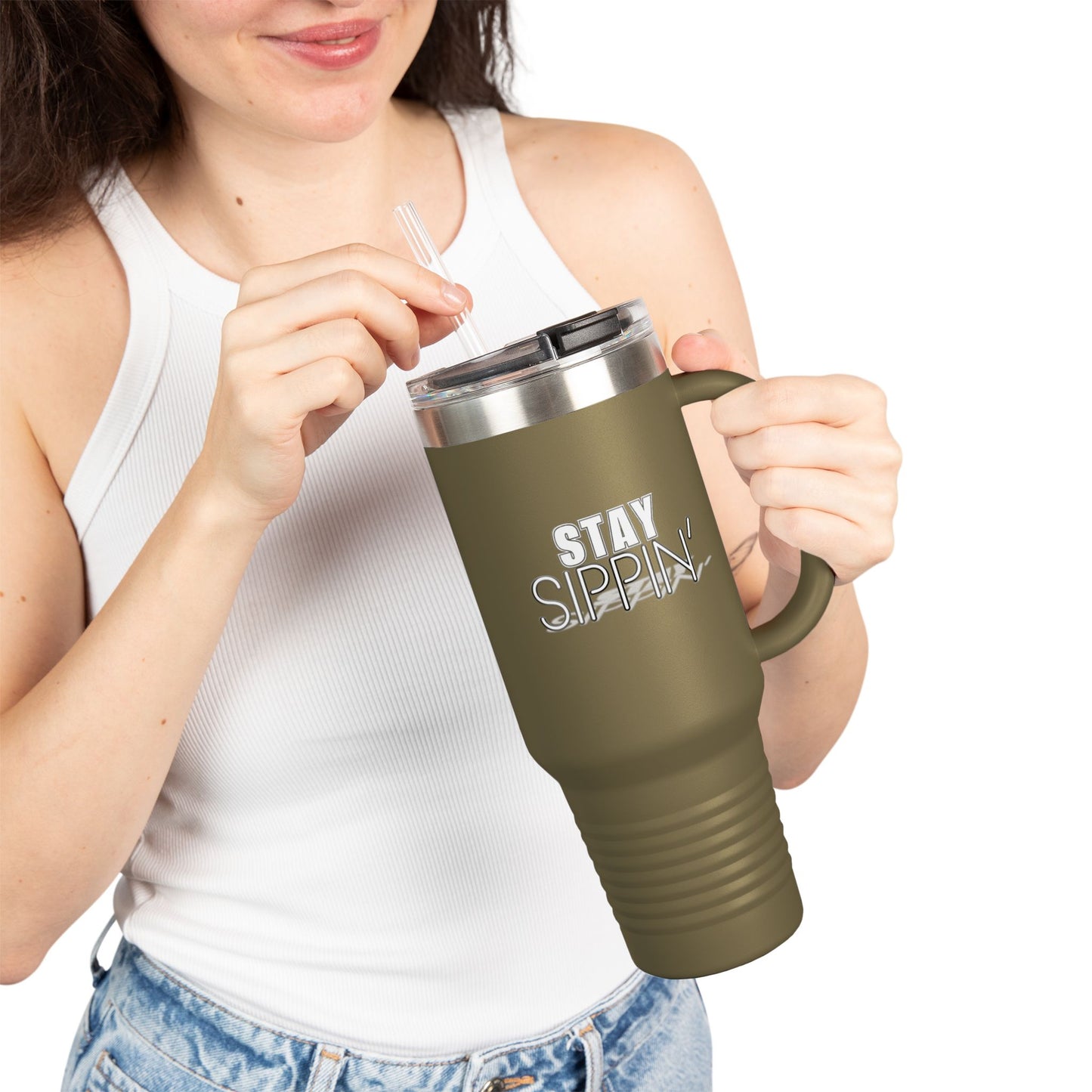 Stay Sippin' Insulated Travel Mug, Perfect for On-the-Go, 40oz Drinkware, Eco-Friendly, Great Gift for Coffee Lovers, Road Trips