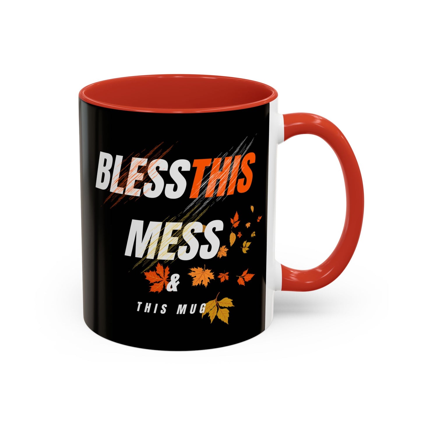 Bless This Mess Coffee Mug, Autumn Mug, Funny Mug Gift, Black Ceramic Mug, Fall Coffee Cup