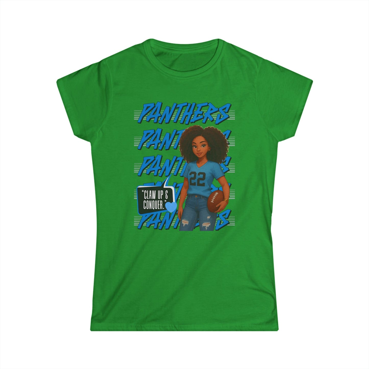 Panthers Cheer Women's Softstyle Tee, Cute Graphic Tee for Football Fans, Sportswear for Game Days and Events, Gift for Cheerleaders