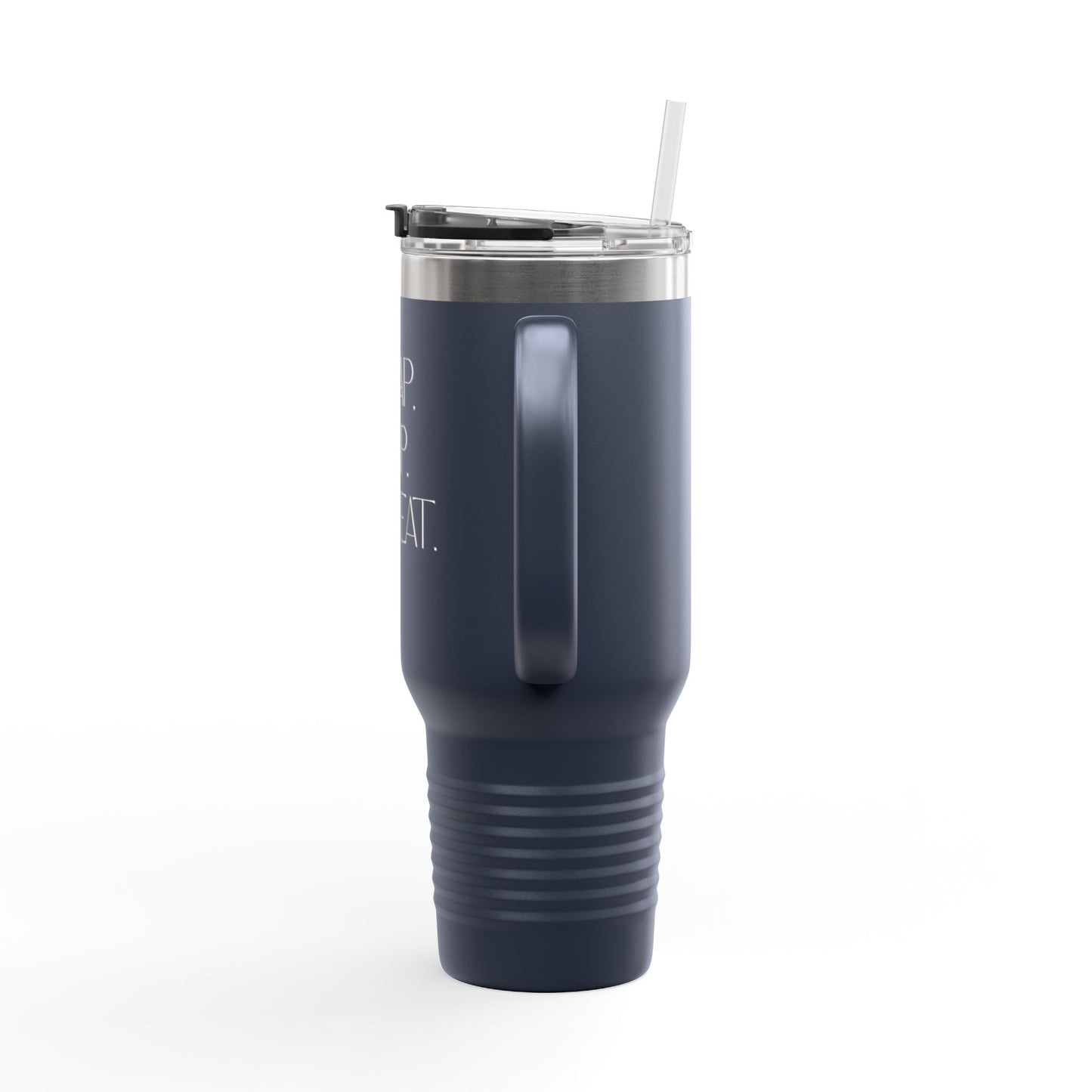FaithStyles “Trap. Nap. Repeat.” Insulated Travel Tumbler – Stainless Steel Mug with Straw