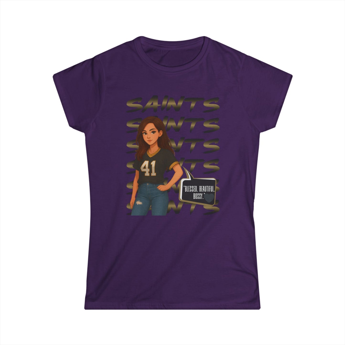 Stylish Women's Saints Tee, Casualwear, Game Day Shirt, Sports Fan Shirt, Cute Graphic Tee, Gift for Her