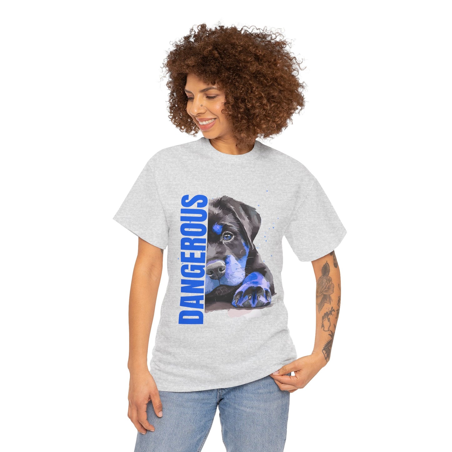 "'DANGEROUS" Cool Dog Lover Tee - Unisex Heavy Cotton T-Shirt
