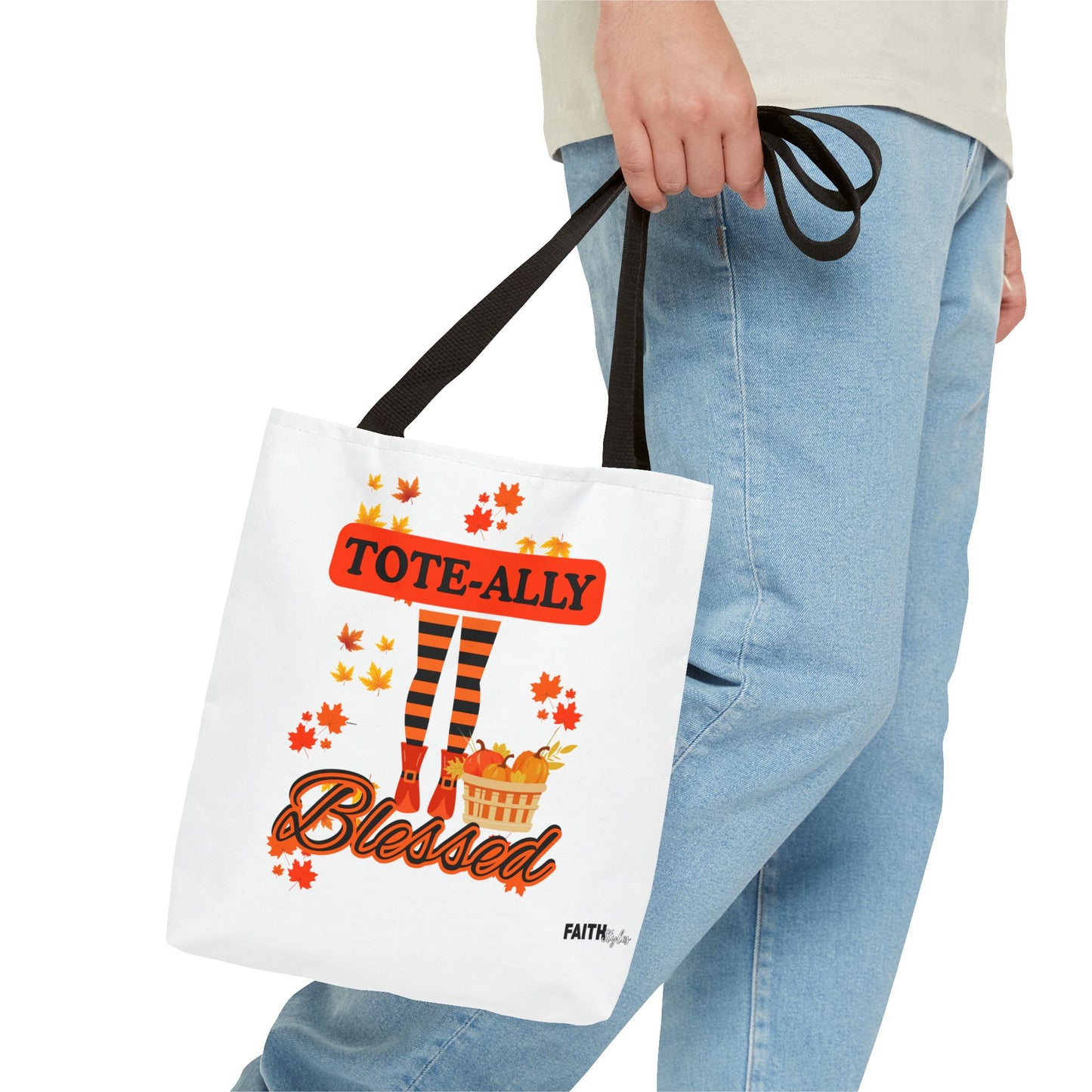 FaithStyles Blessed Holiday Tote Bag, Autumn Tote, Fall Accessories, Gift for Her, Seasonal Shopping Bag, Cute Grocery Bag