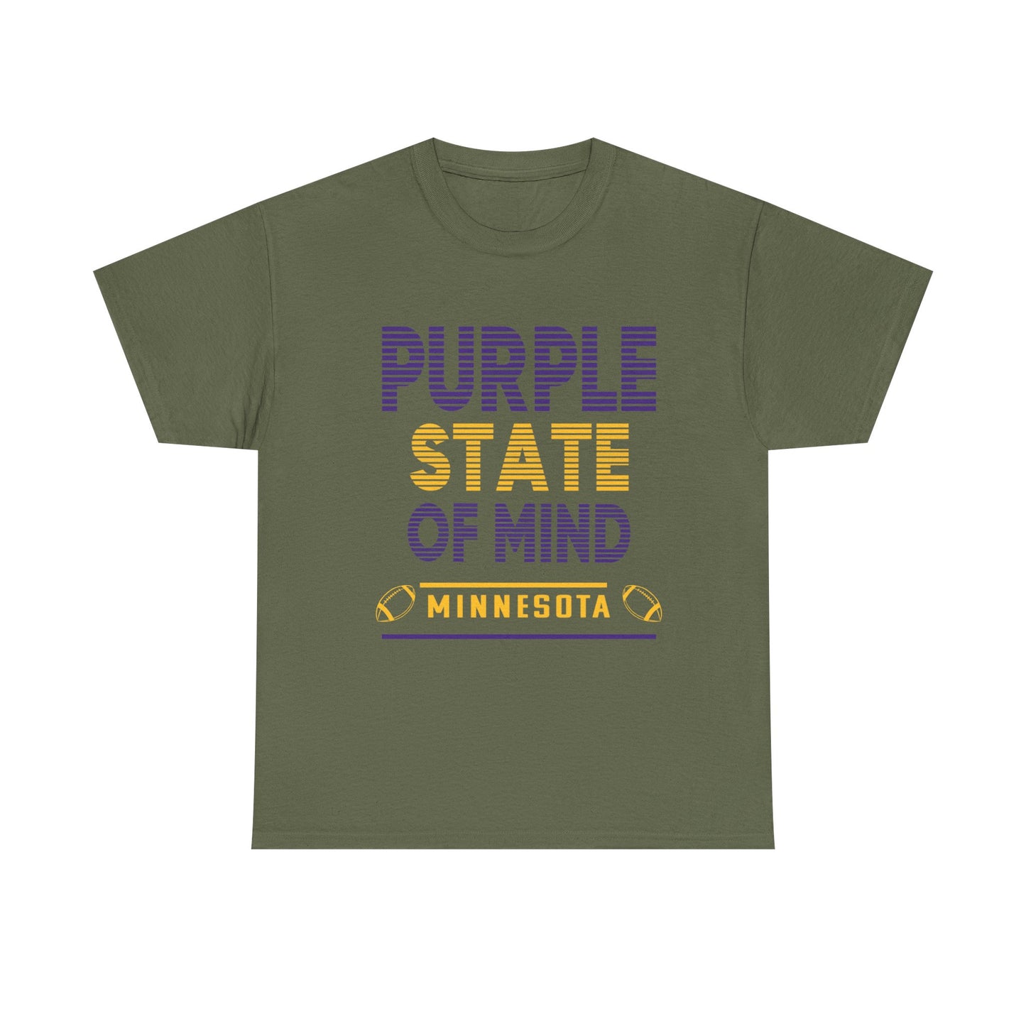 Purple State of Mind Male Cotton Tee, Comfortable Casual Wear, Gift for Minnesota Lovers, Birthday, College Apparel