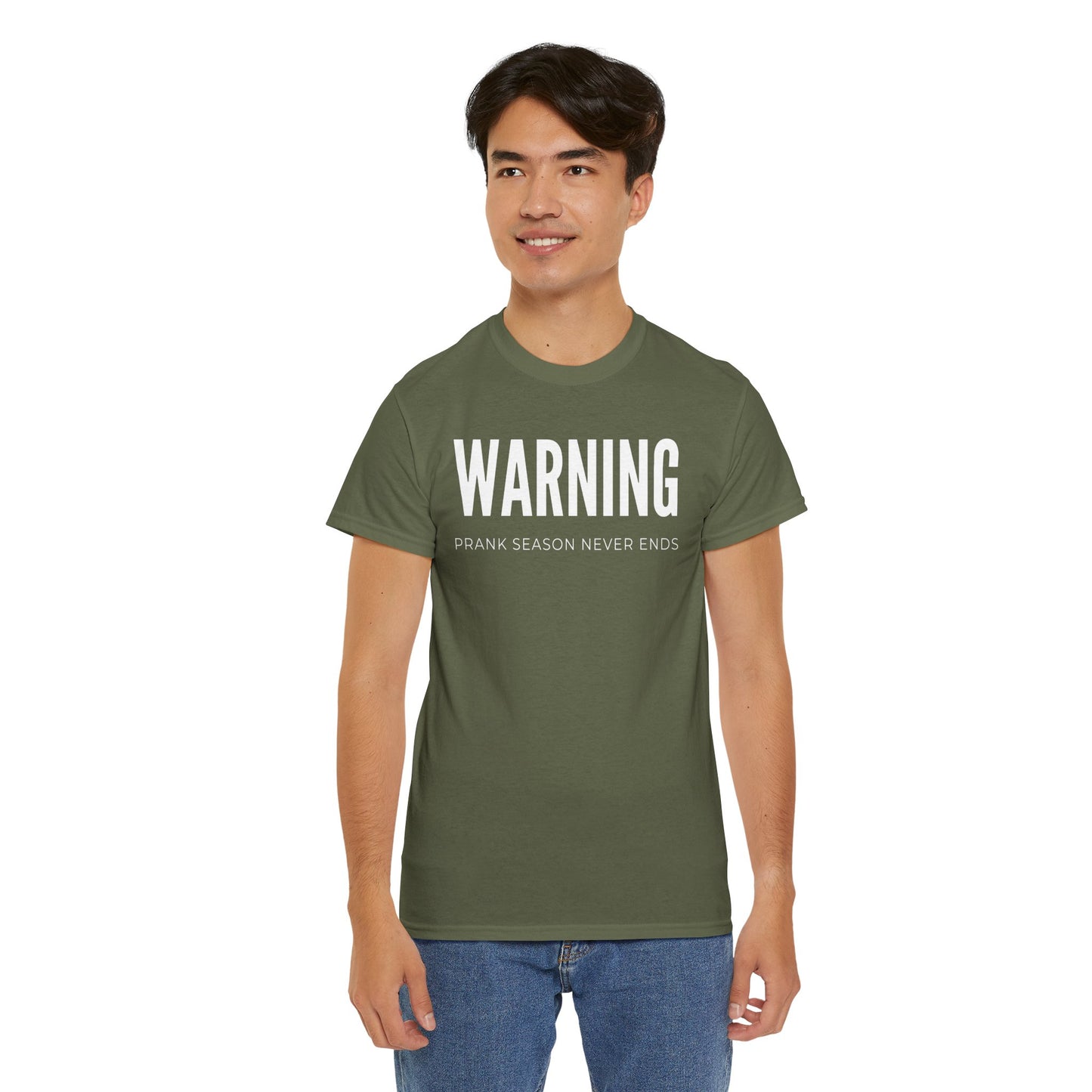 Warning Prank Season Unisex Heavy Cotton Tee | Fun Gift, Casual Wear, Comedy Merchandise, Birthday Gift, Prankster Shirt