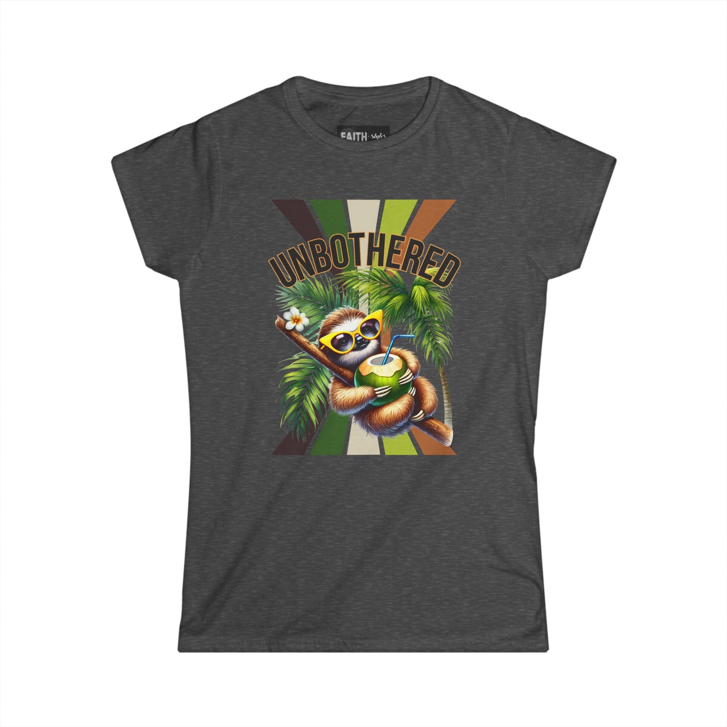 Unbothered Sloth Women's Softstyle Tee, Fun T-Shirt, Casual Wear, Vacation Outfit, Gift for Animal Lovers, Summer Top