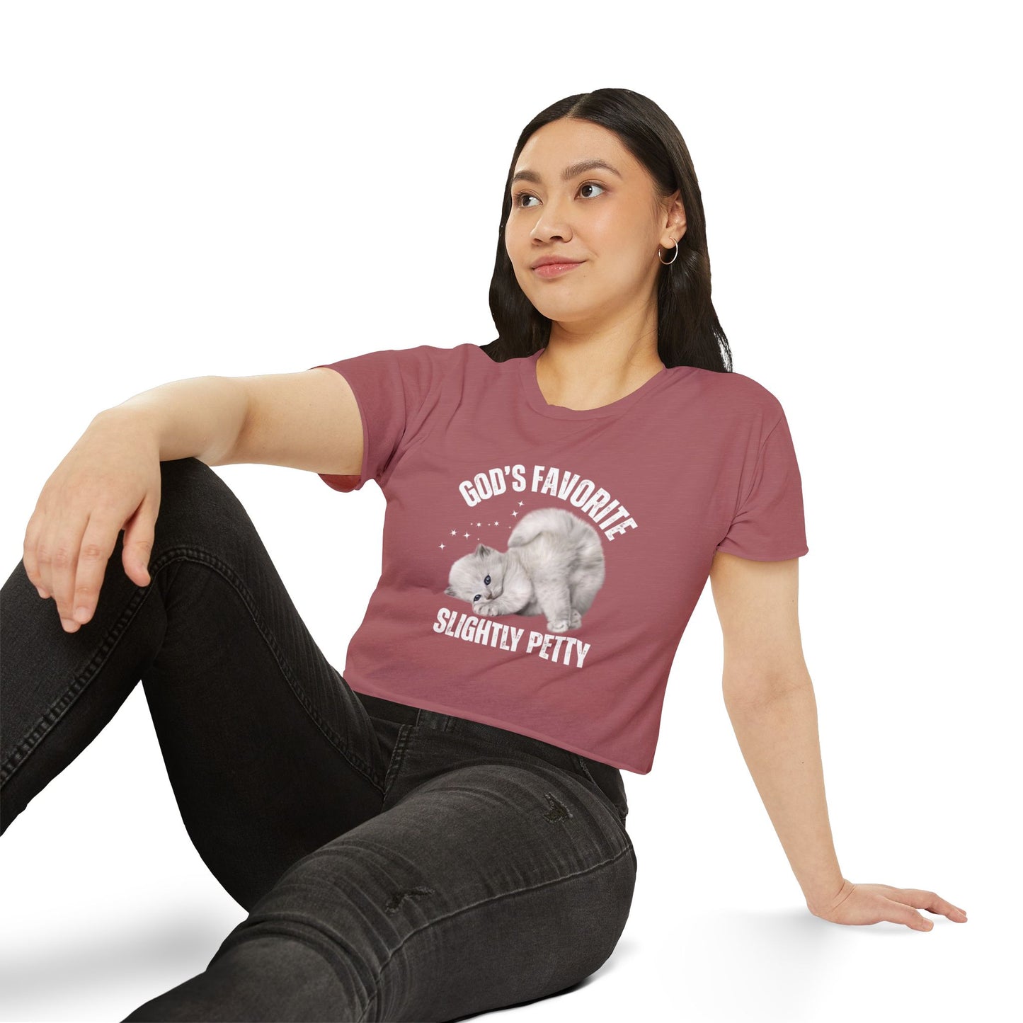 God's Favorite Slightly Petty Women's Festival Crop Top, Cute Summer Shirt, Fun Graphic Tee, Festival Outfit, Trendy Streetwear