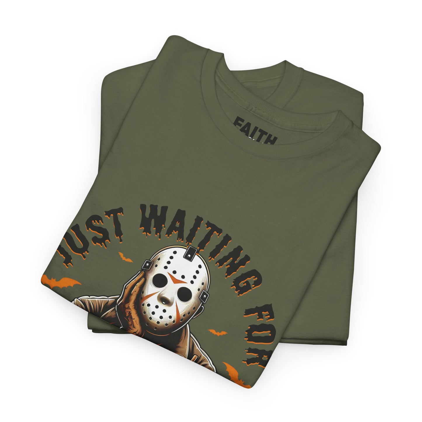 Unisex Halloween Graphic Tee, Spooky T-Shirt for Fall, Just Waiting for My Killer Date Shirt, Perfect for Halloween Parties or Gift