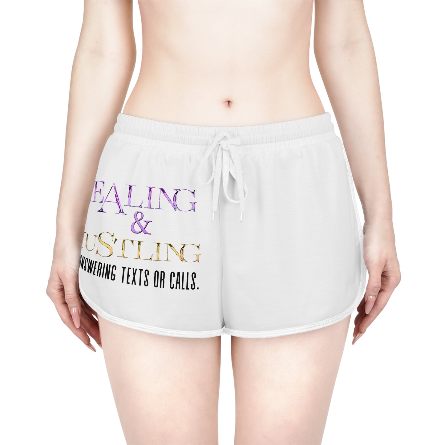 Healing & Hustling Women's Relaxed Shorts, Casual Lounge Shorts, Motivational Activewear, Summer Vacation Shorts, Gift for Entrepreneurs