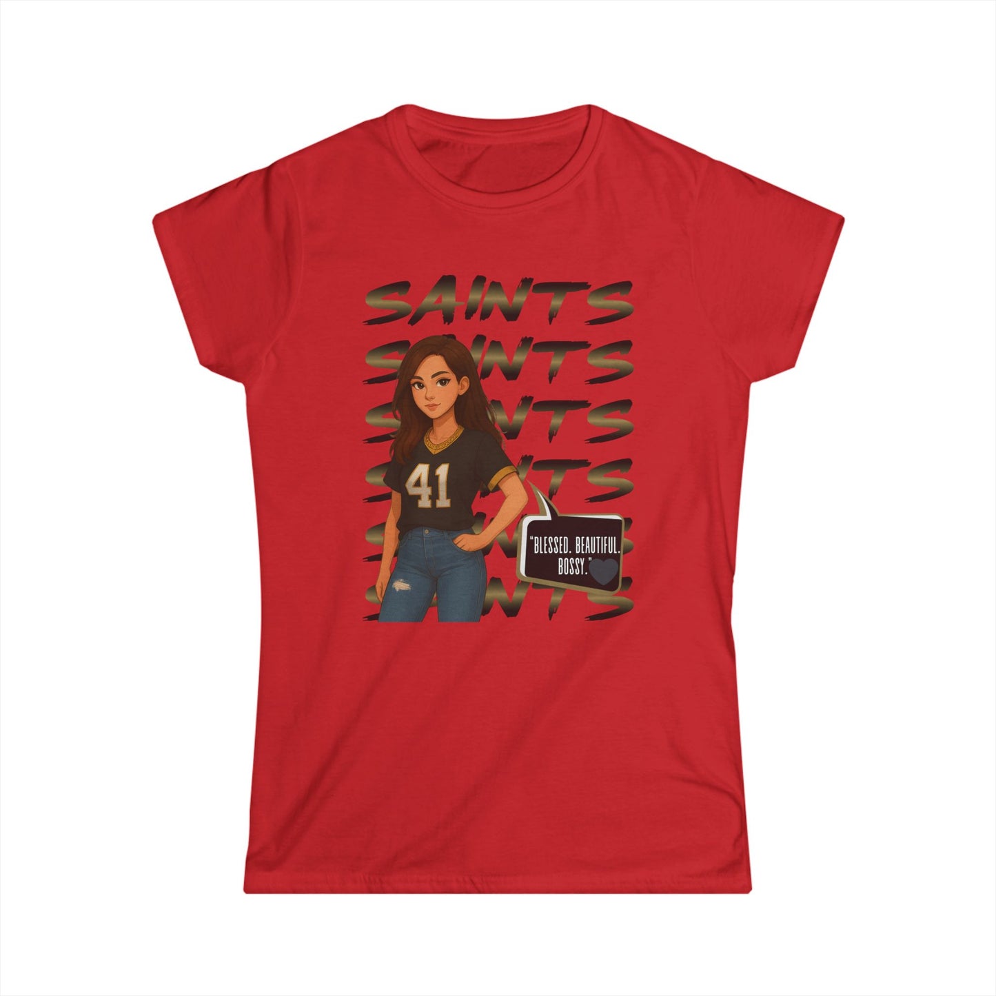 Stylish Women's Saints Tee, Casualwear, Game Day Shirt, Sports Fan Shirt, Cute Graphic Tee, Gift for Her