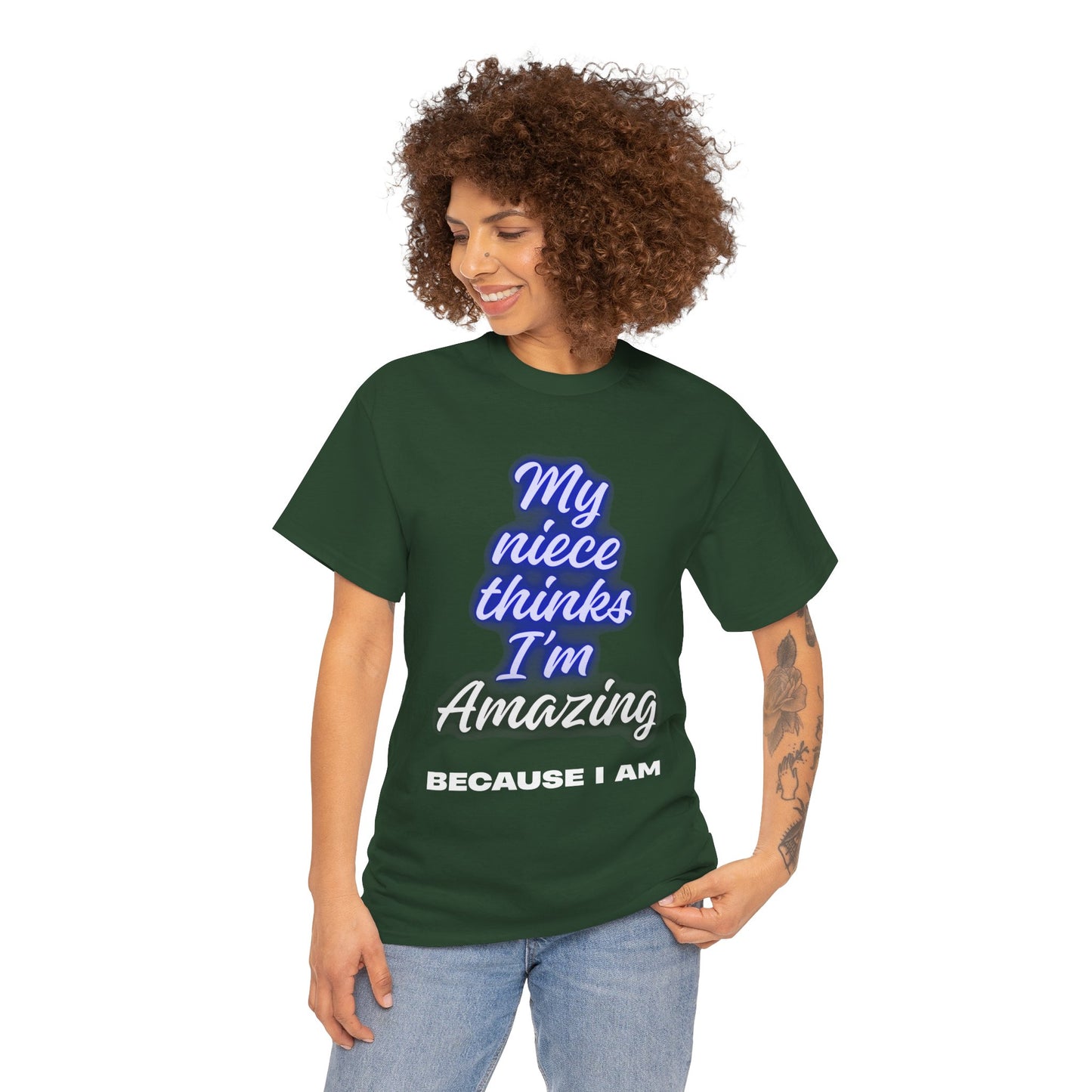 Unisex Heavy Cotton Tee - "My niece thinks I’m Amazing" T-Shirt, Perfect Birthday Gift, Funny Family Tee, Gift for Aunt