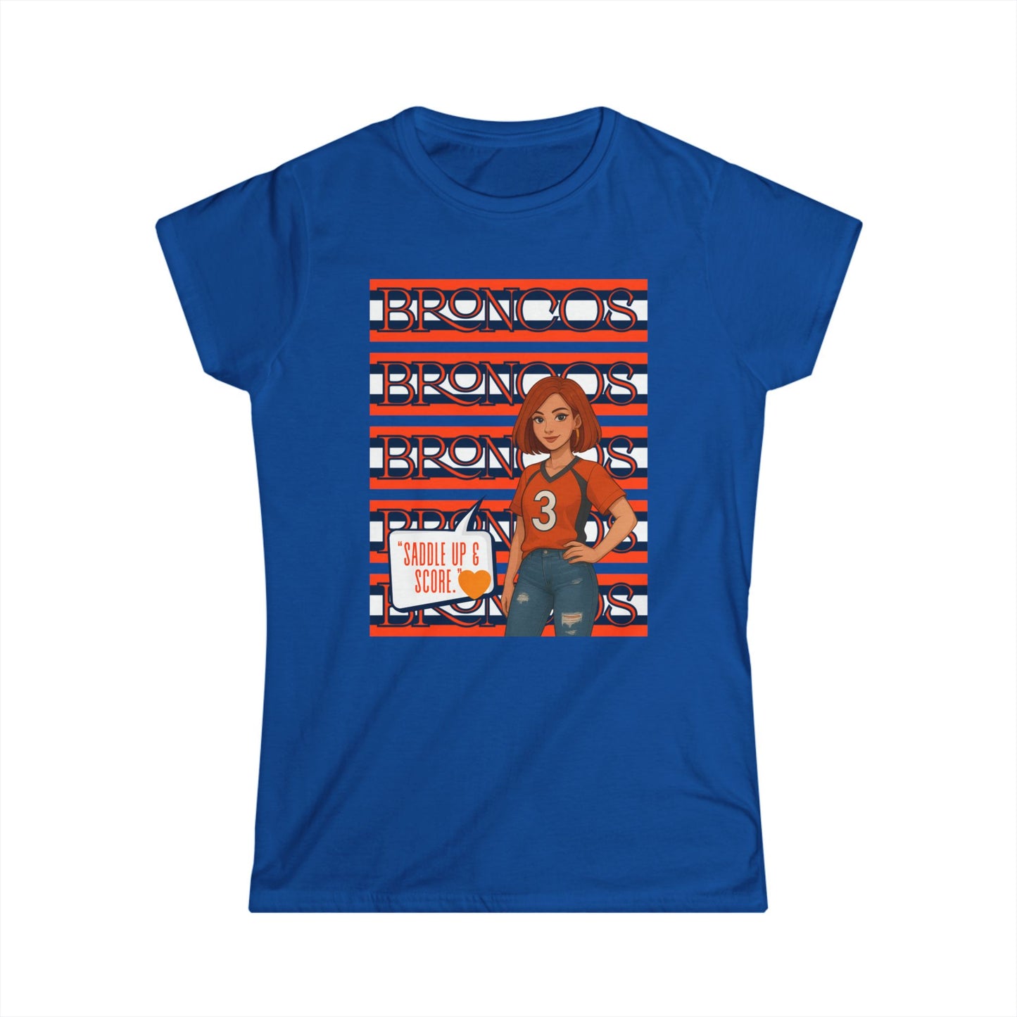 Broncos Spirit Women's Softstyle Tee - Cheer for Your Team, NFL Game Day Shirt, Sports Apparel, Football Fan T-Shirt, Casual Outfit
