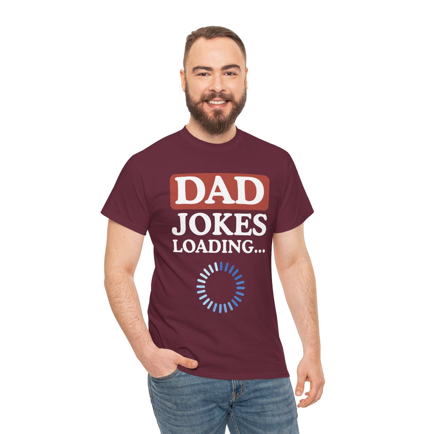 Dad Jokes Loading Unisex Heavy Cotton Tee, Funny Father's Day Gift, Humor T-Shirt, Dad Shirt, Gag Gift for Dads, Casual Everyday Wear
