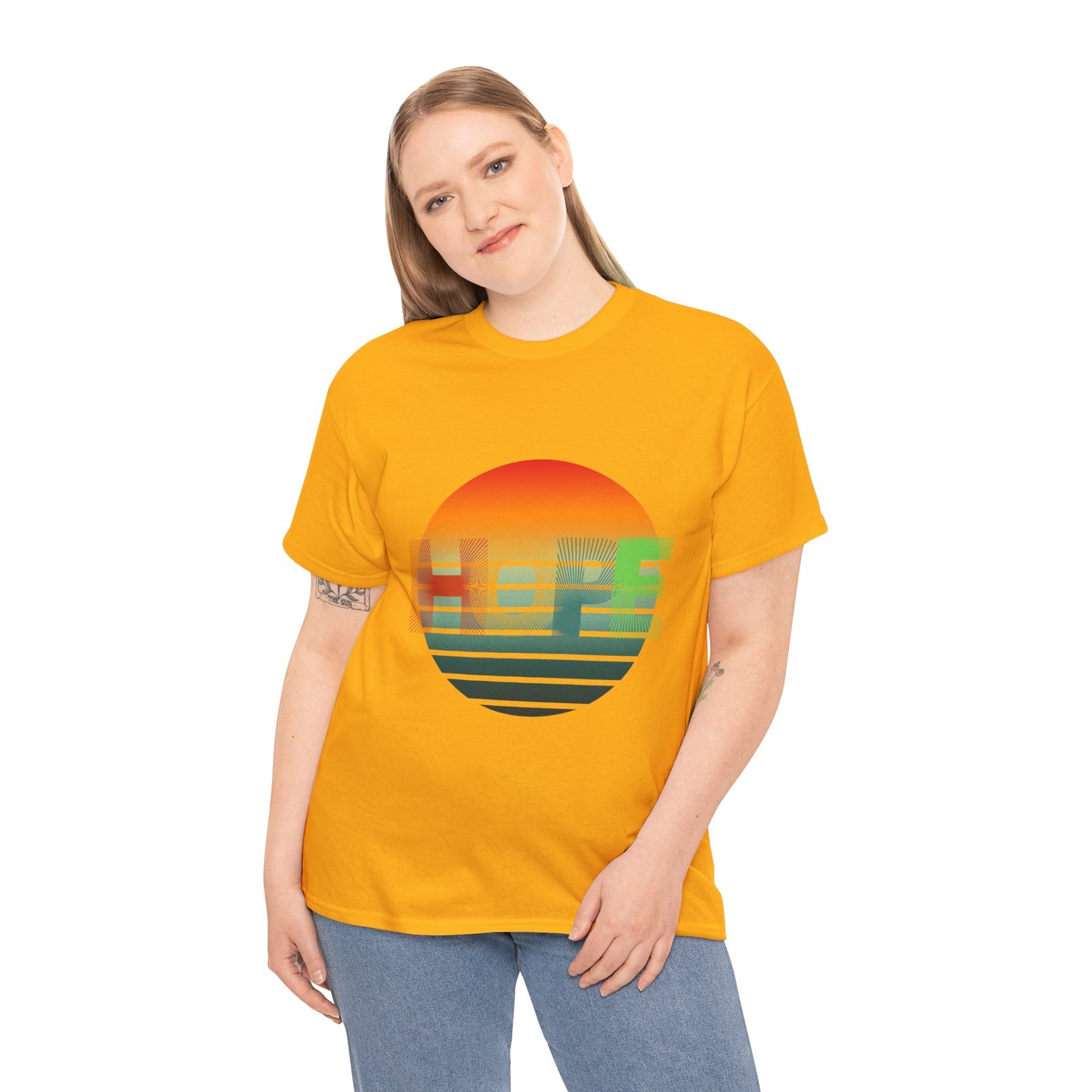 "HOPE" Sunset Vibes Unisex Cotton Tee, Summer T-Shirt, Gift for Him/Her, Casual Wear, Beach Day Outfit, Eco-Friendly Fashion