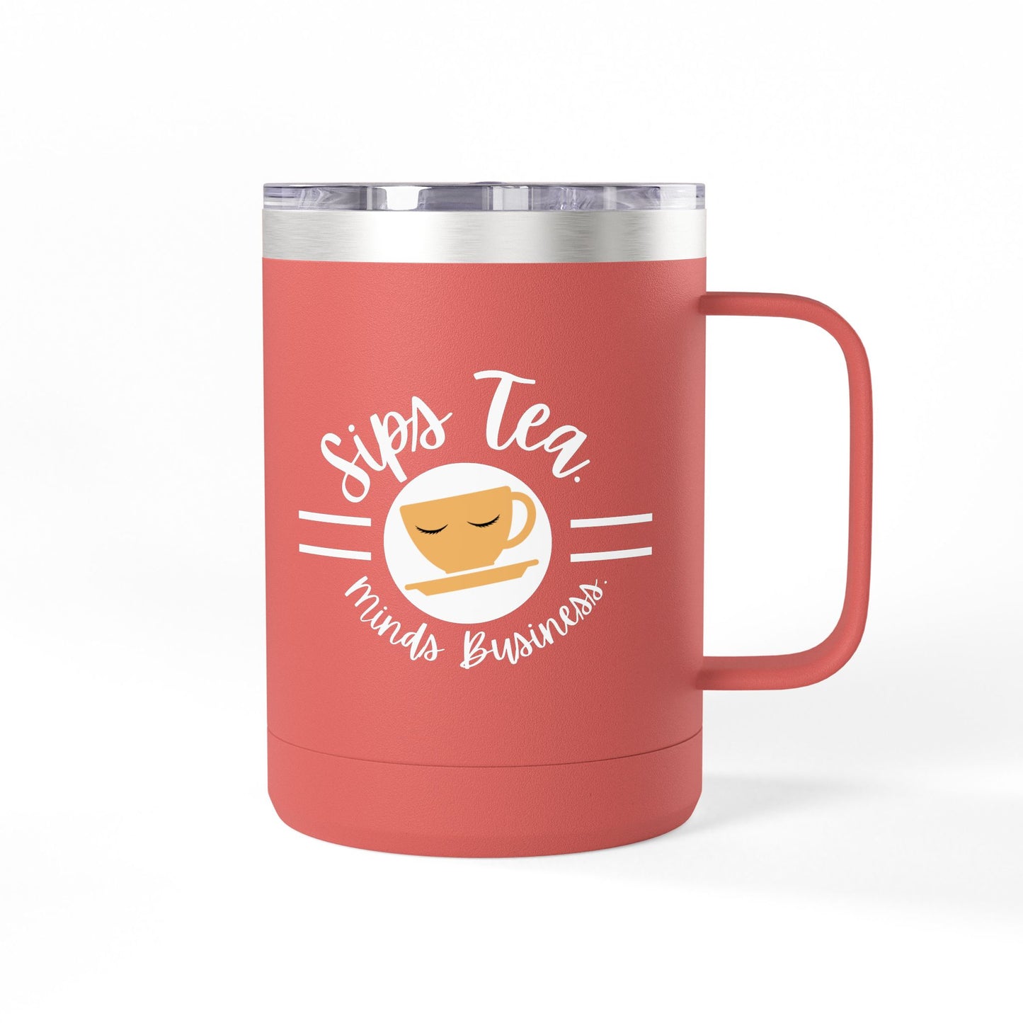 Coffee Lover's Tumbler with Sips Tea Design, Insulated Mug for Home, Travel, Gift for Coffee & Tea Lovers, Birthday, Office, Everyday Use