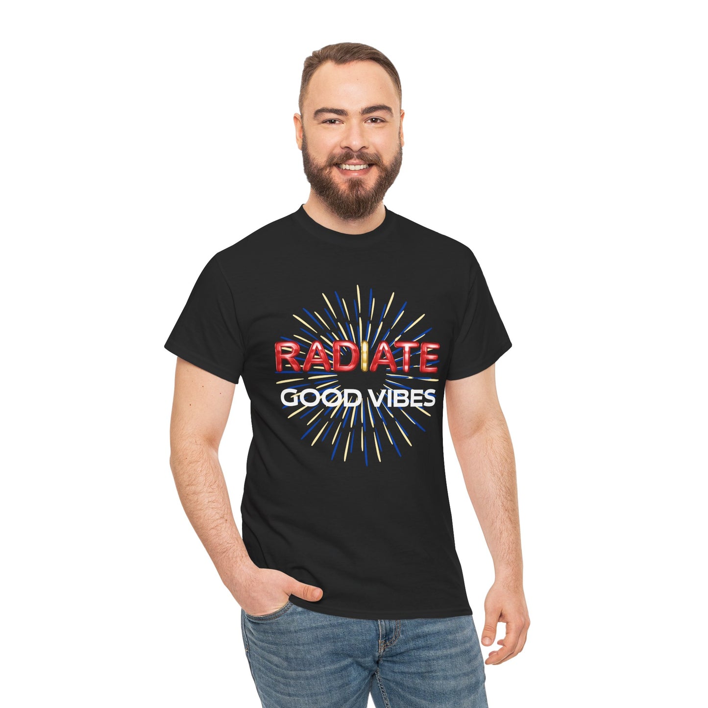 Radiate Unisex Heavy Cotton Tee - Positive Vibe Shirt, Gift for Friends, Motivational Apparel, Casual Wear, Everyday Comfort