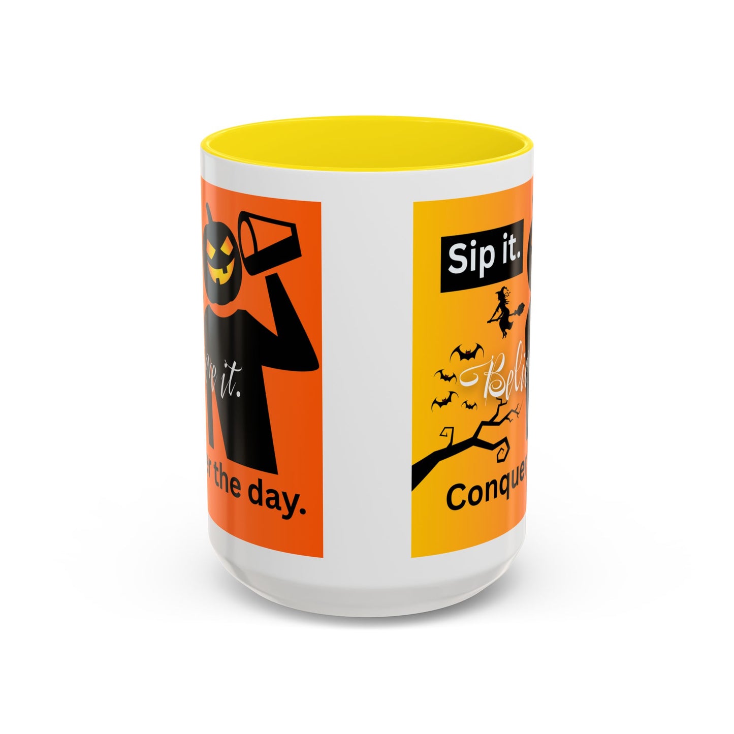 Halloween-Themed Coffee Mug, Sip It Believe It Conquer the Day, Fall Decor, Gift for Pumpkin Lovers, Autumn Kitchenware