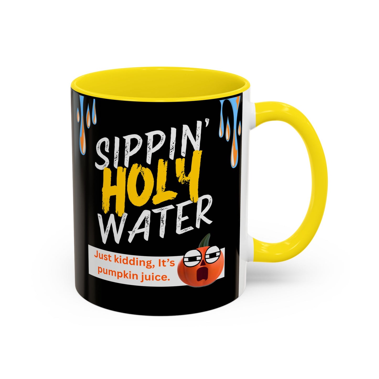 Sippin' Holy Water Coffee Mug, Funny Pumpkin Juice Mug, Halloween Coffee Cup, Unique Gift for Fall, Cute Office Mug, Quirky Kitchenware