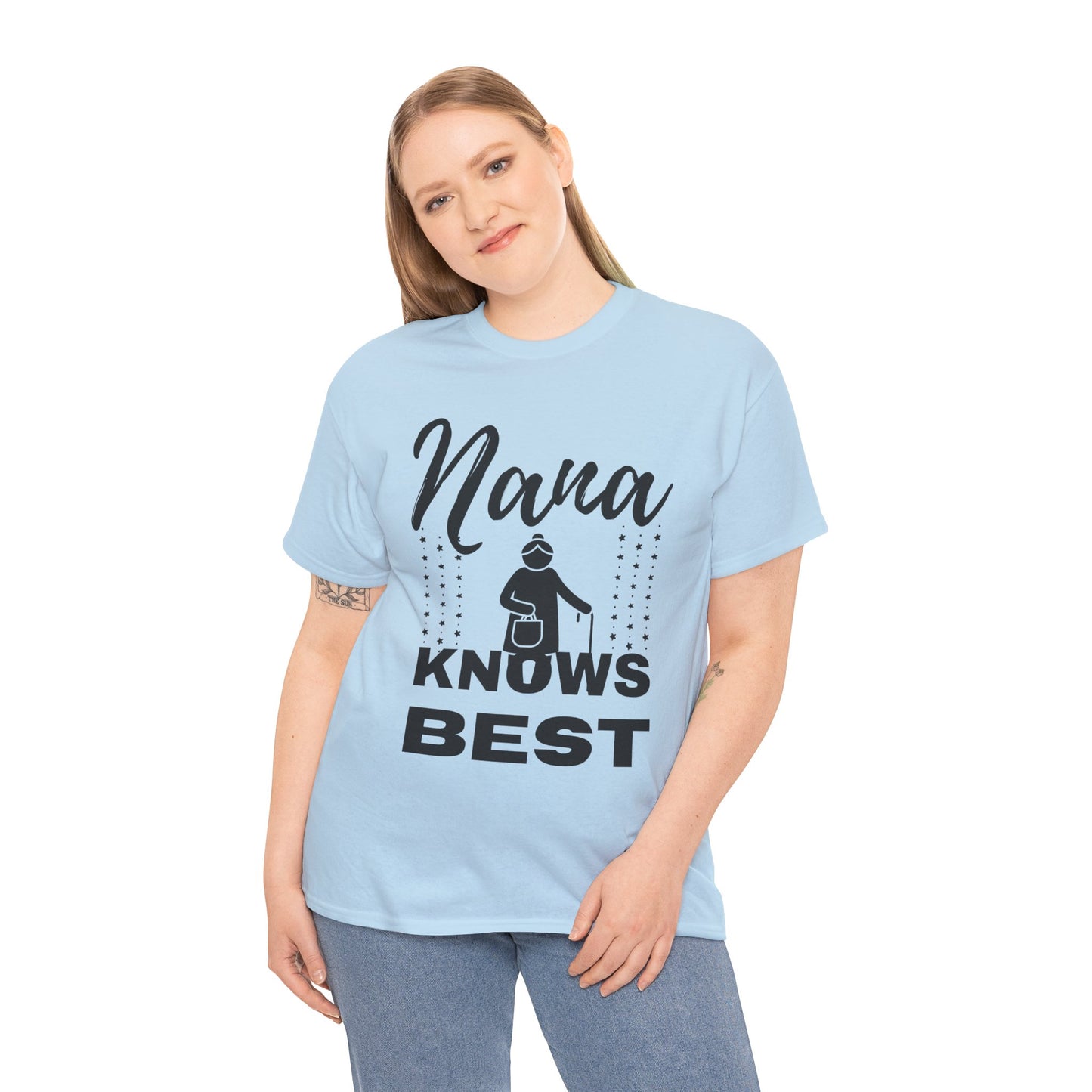Unisex Heavy Cotton Tee - Nana Knows Best, Gift for Grandma, Family Reunion, Mother's Day, Casual Everyday Wear