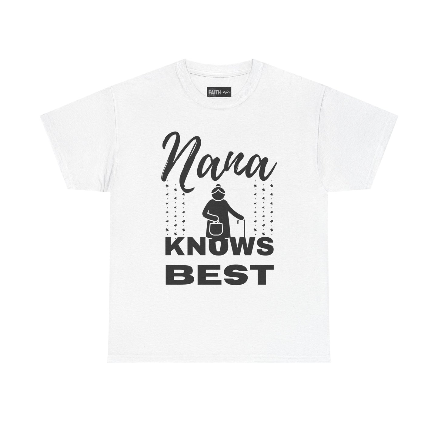 Unisex Heavy Cotton Tee - Nana Knows Best, Gift for Grandma, Family Reunion, Mother's Day, Casual Everyday Wear