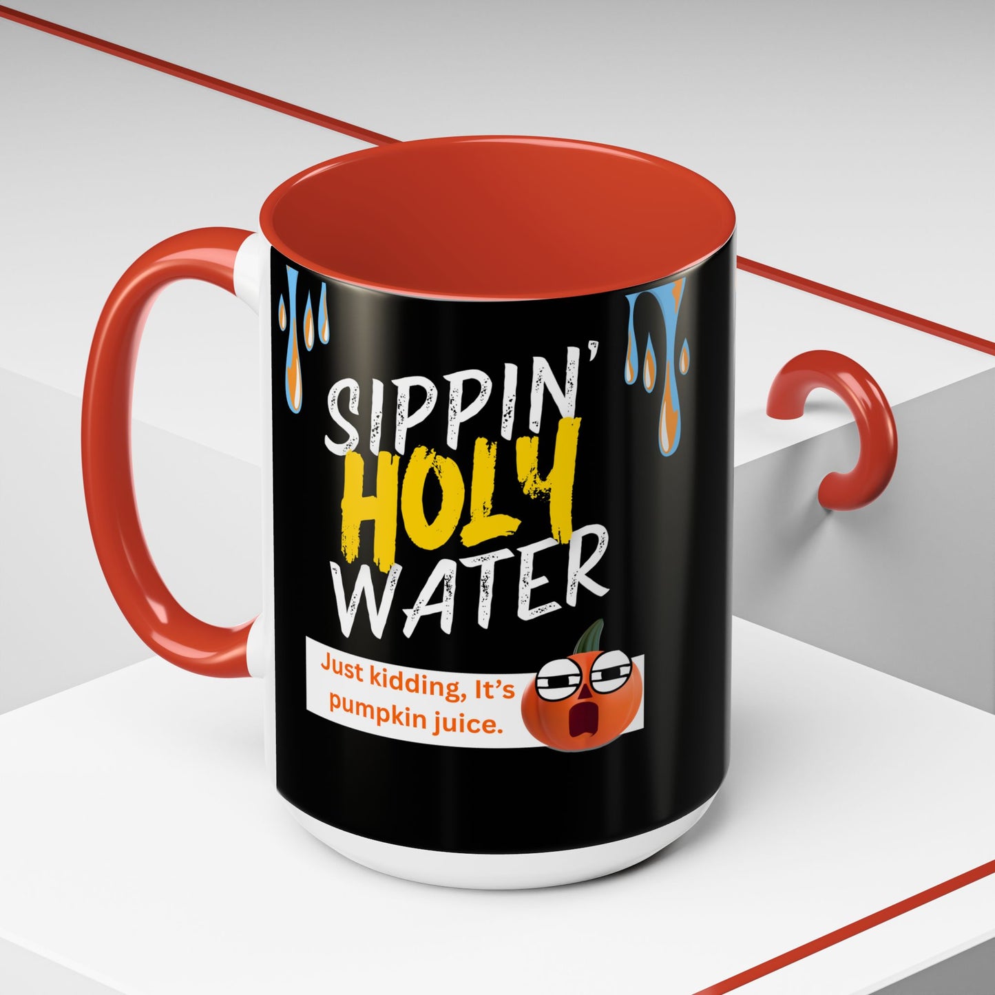 Sippin' Holy Water Coffee Mug, Funny Pumpkin Juice Mug, Halloween Coffee Cup, Unique Gift for Fall, Cute Office Mug, Quirky Kitchenware